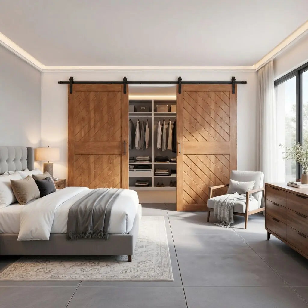 barn door for closet in bedroom