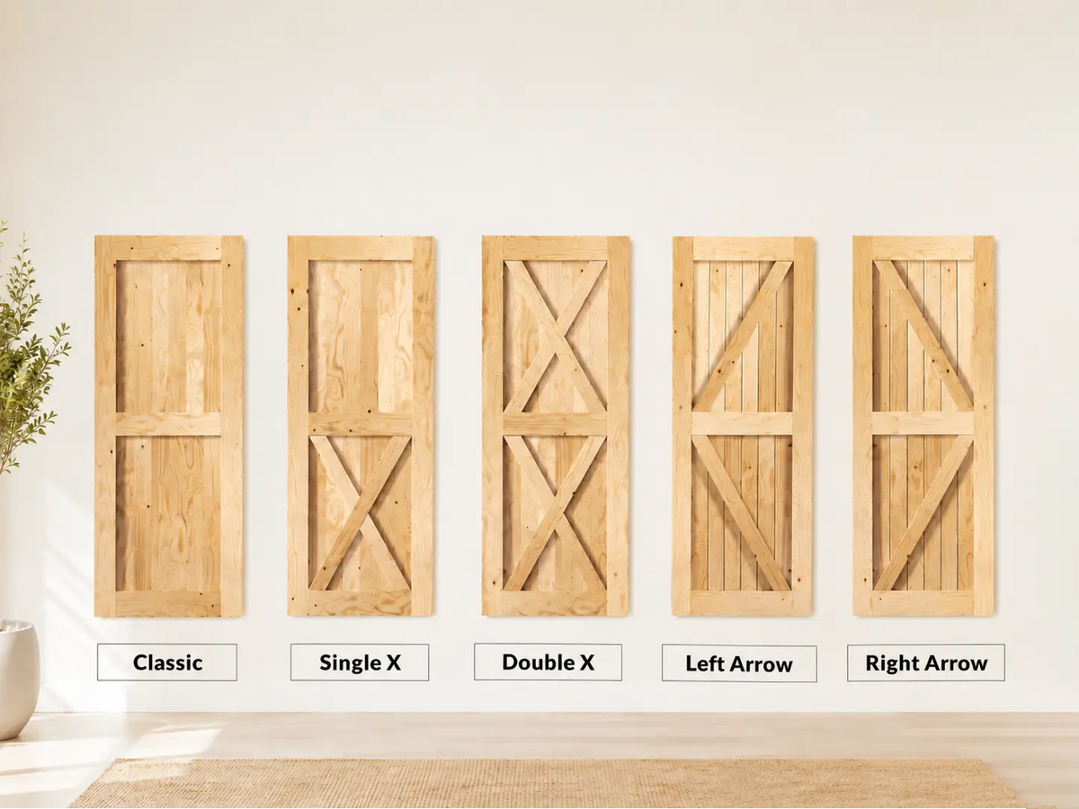 Classic sliding barn doors in traditional wood panel designs