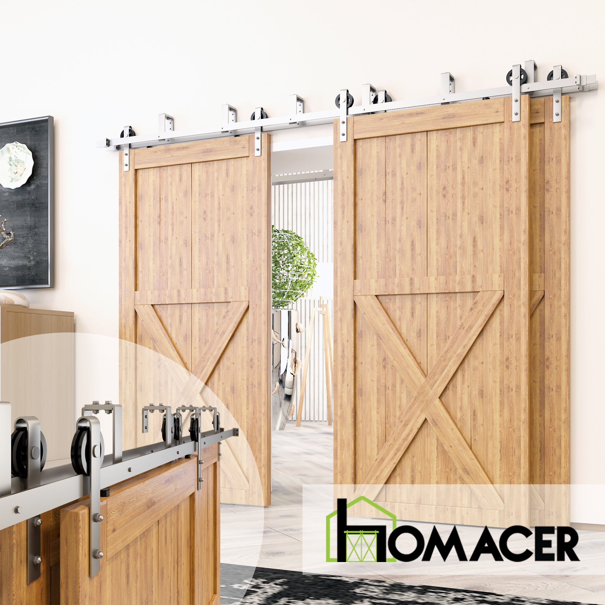 double track spoke wheel sliding door kit