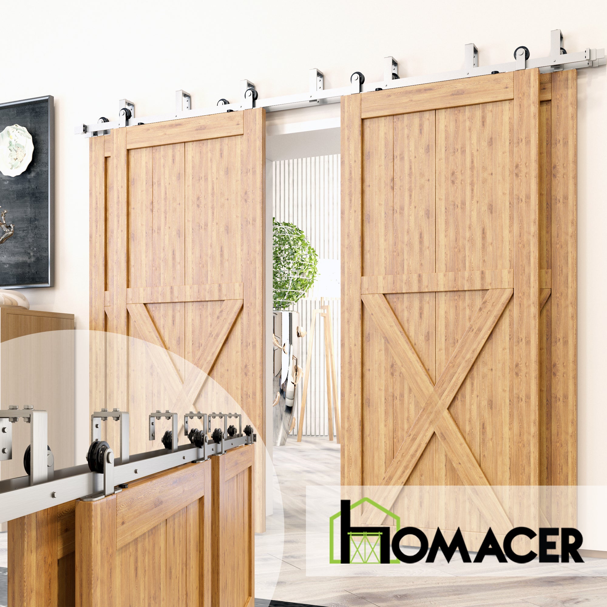 double track t-shape sliding door kit