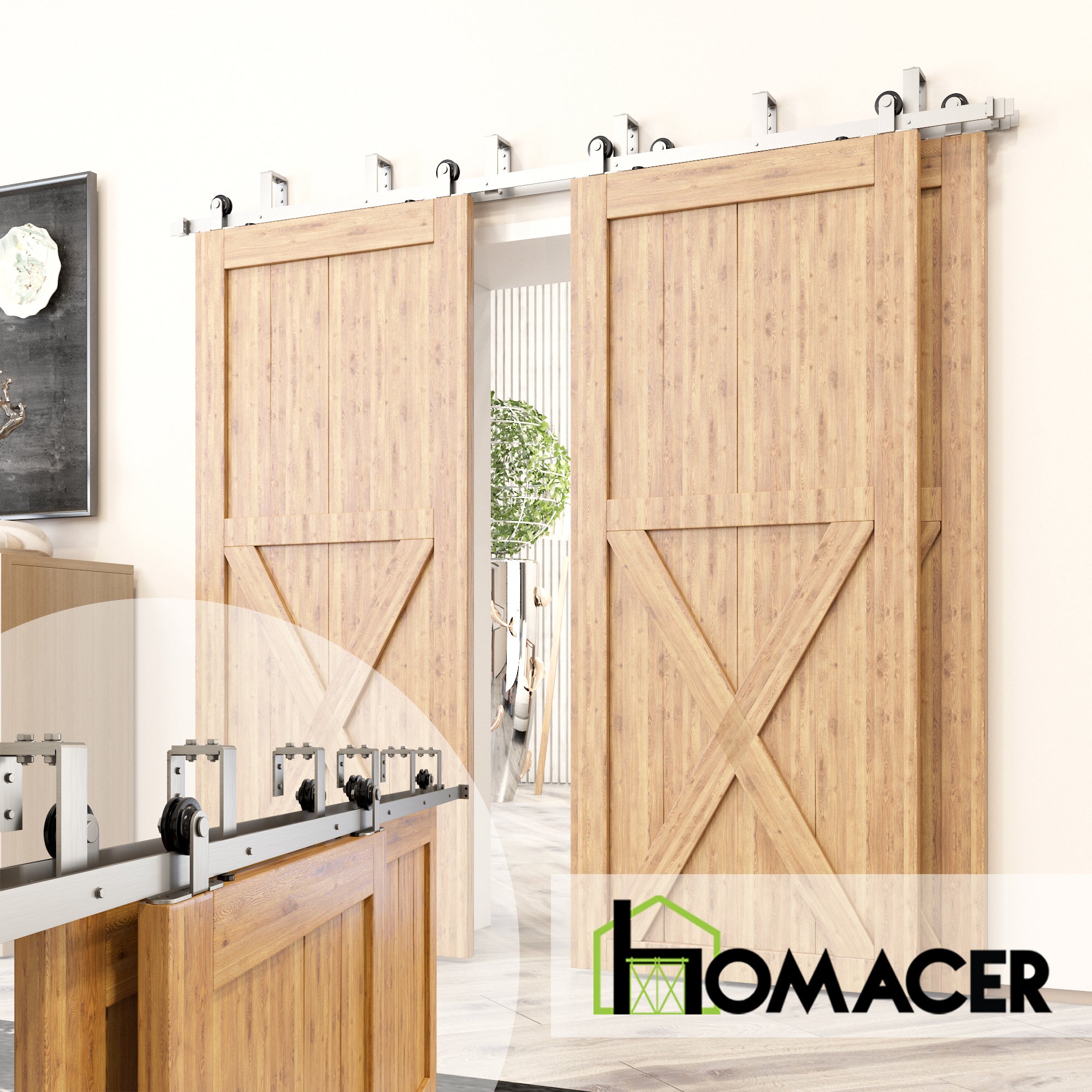 double track t-shape sliding door kit