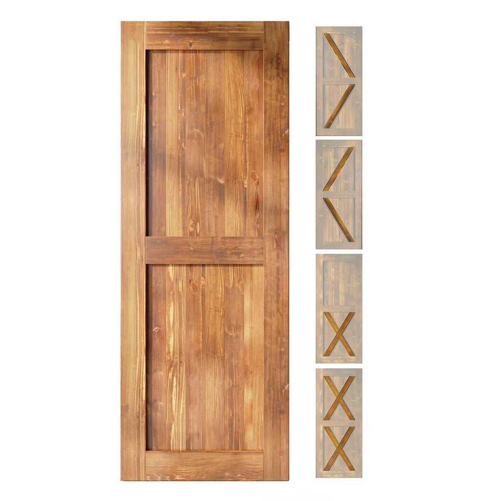 84" Height Finished & Unassembled 5-in-1 Design Pine Wood Barn Door
