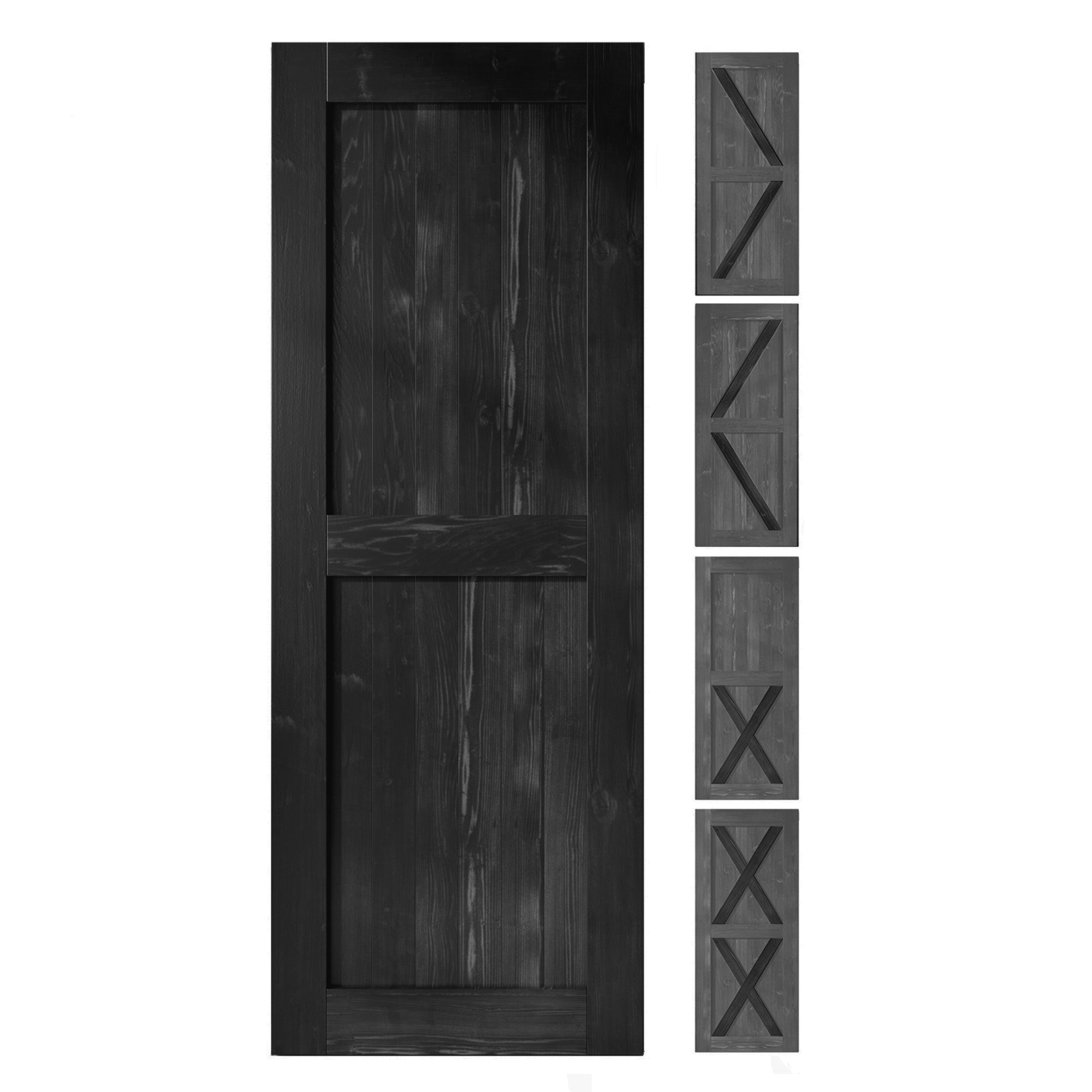 80in 5in1 black barn door for interior