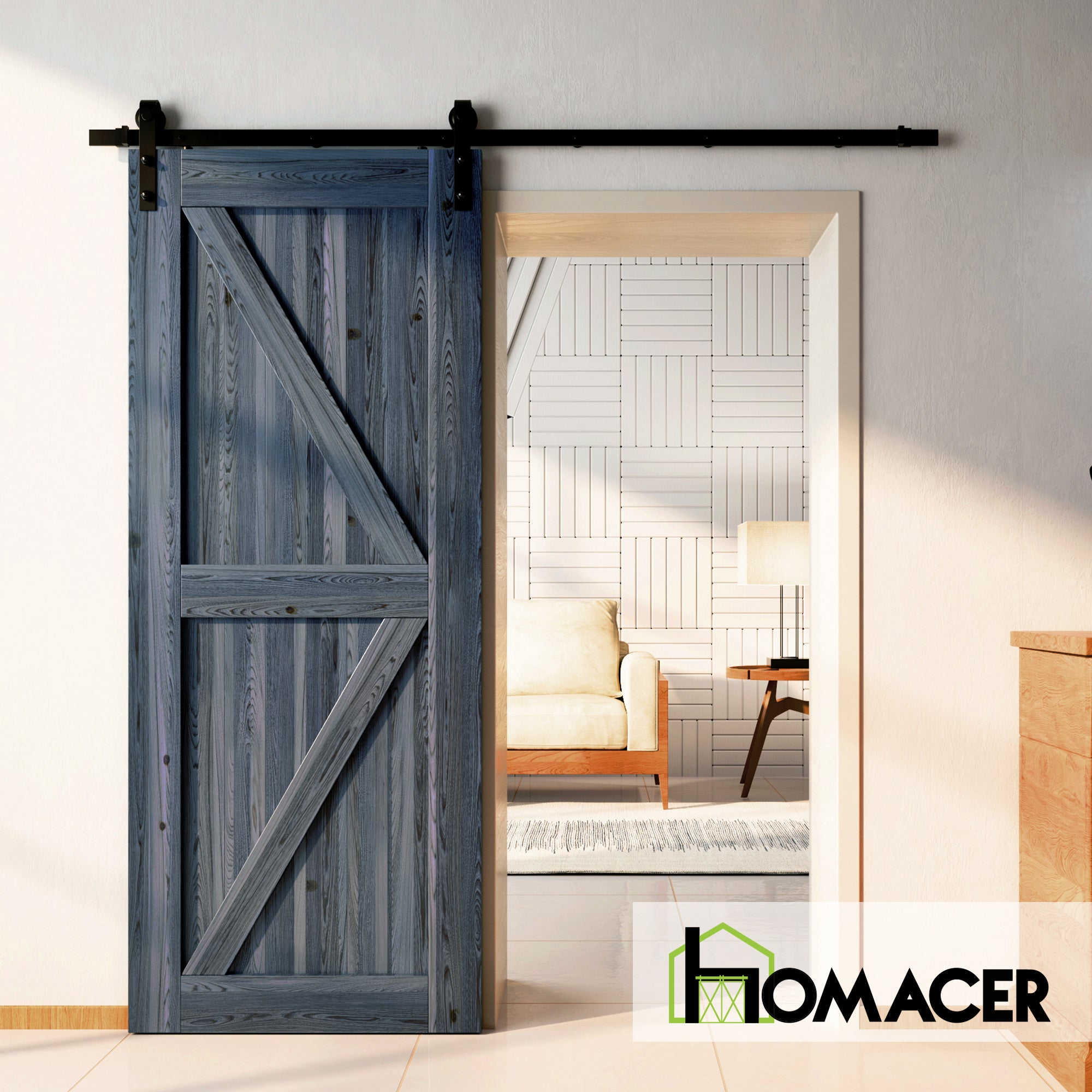 navy handmade barn door single bypass barn door hardware