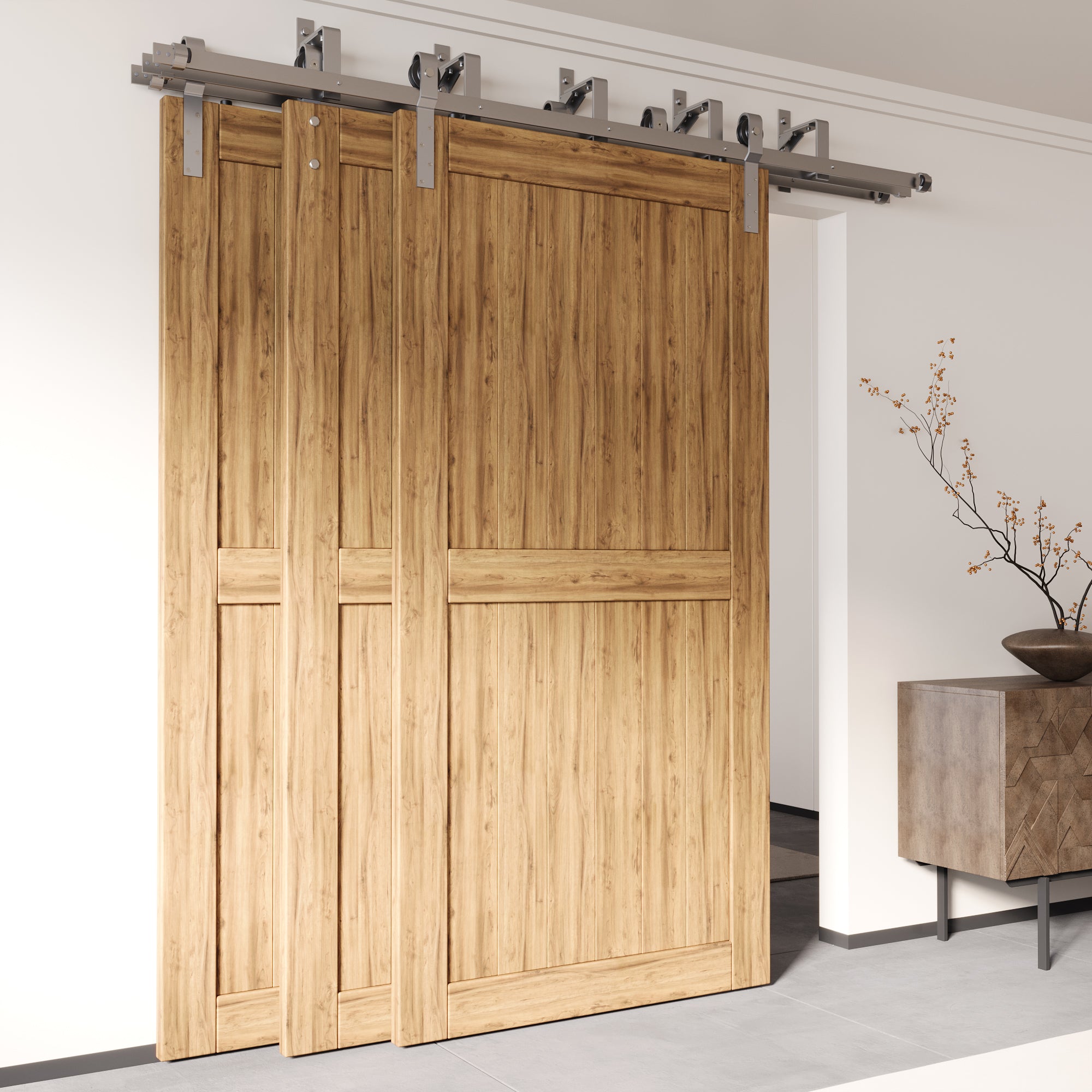 homacer brushed nickel triple track bypass for three doors classic design roller lifestyle