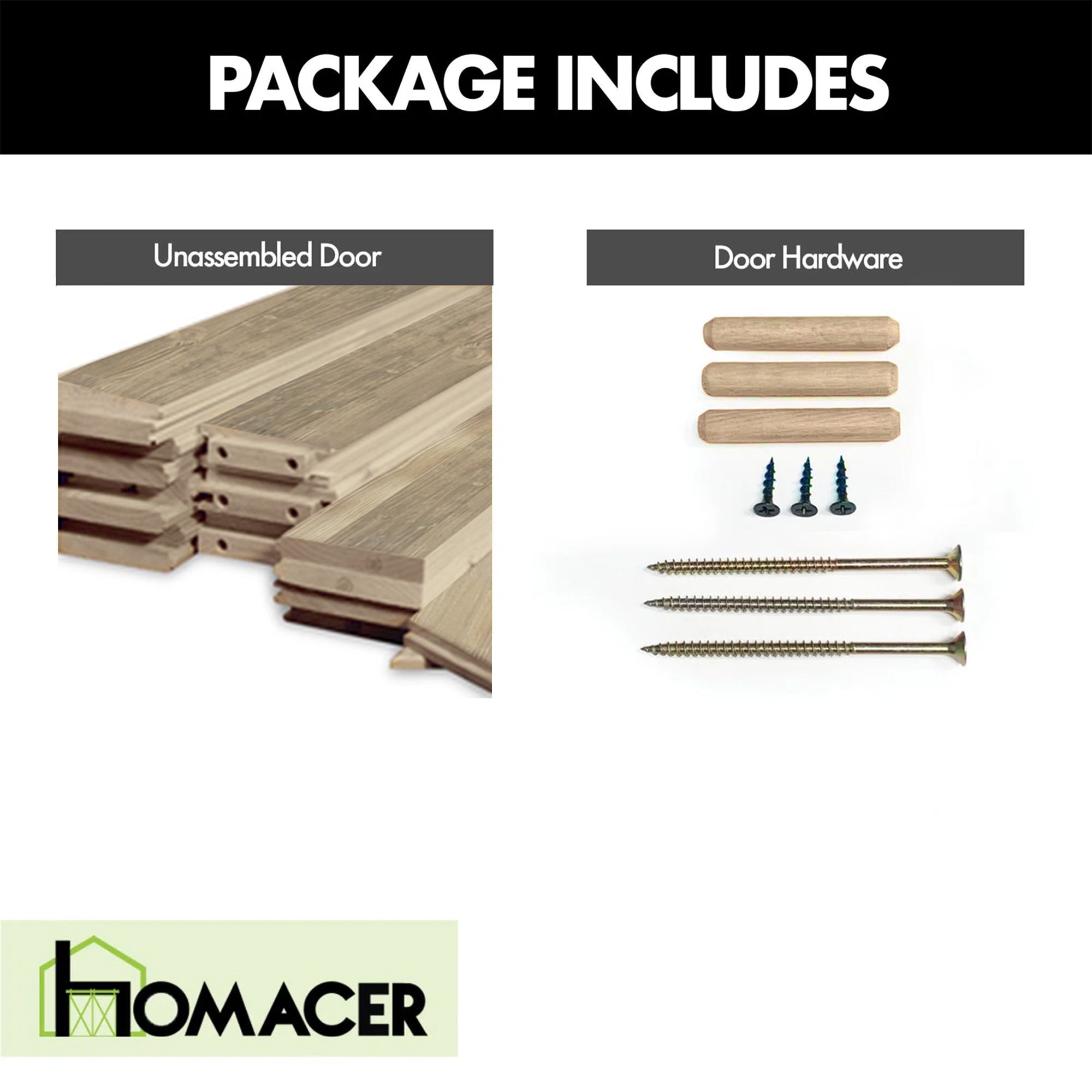homacer unassembled classic gray barn door packing includes