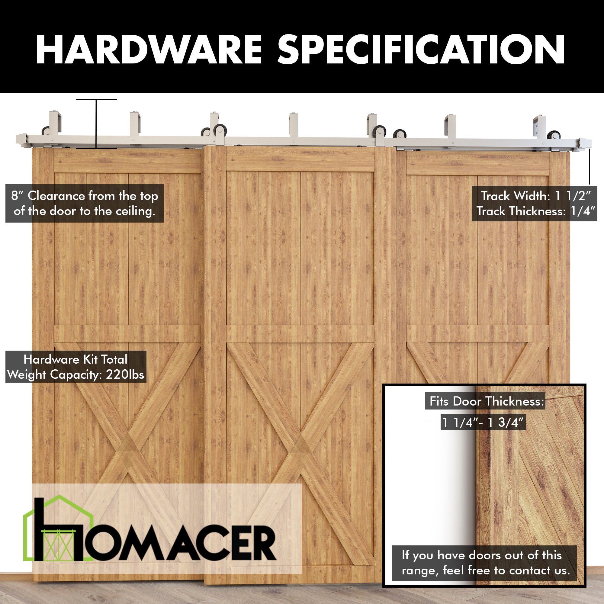 double track t-shape sliding door kit