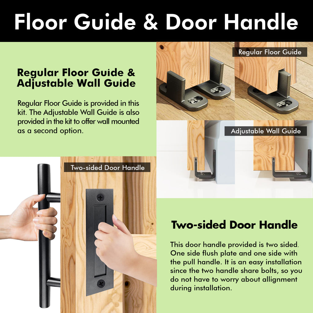 5-in-1 Double 80in Barn Door with Non-Bypass Installation Hardware Kit