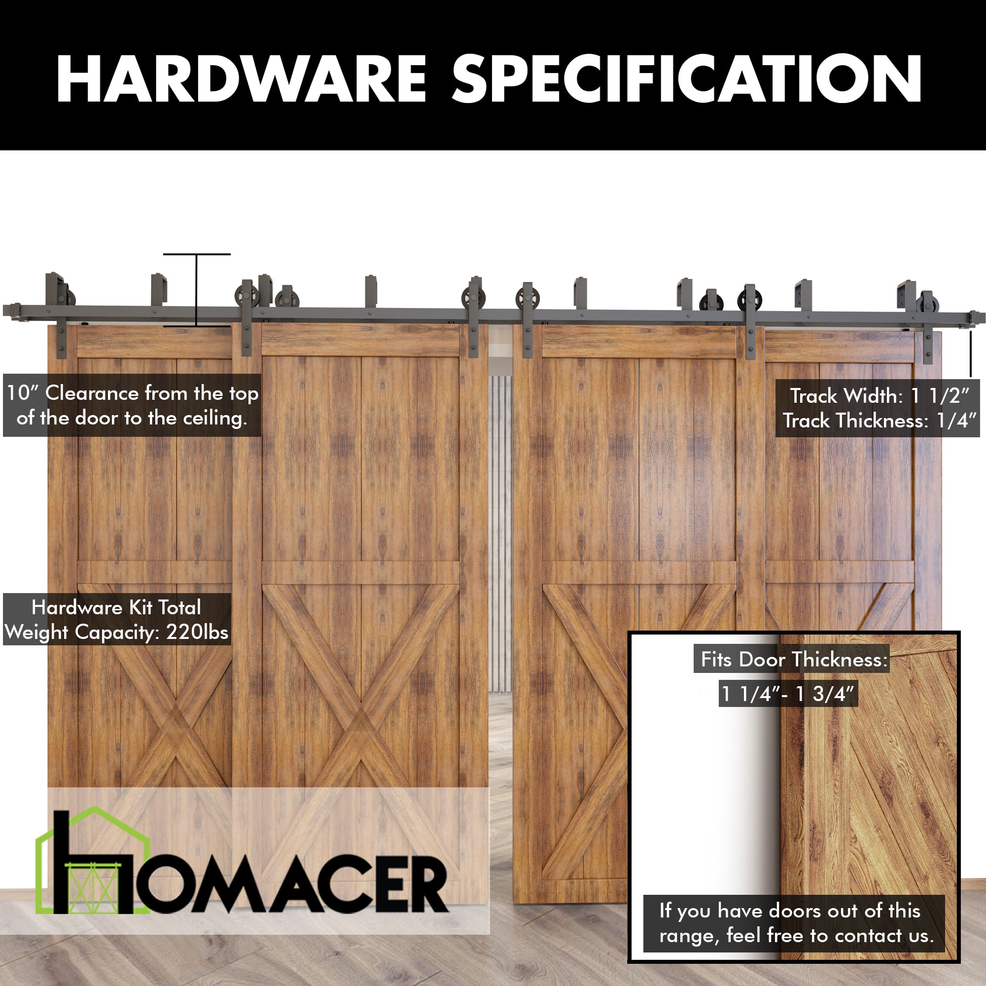 homacer spoke wheel barn door kit