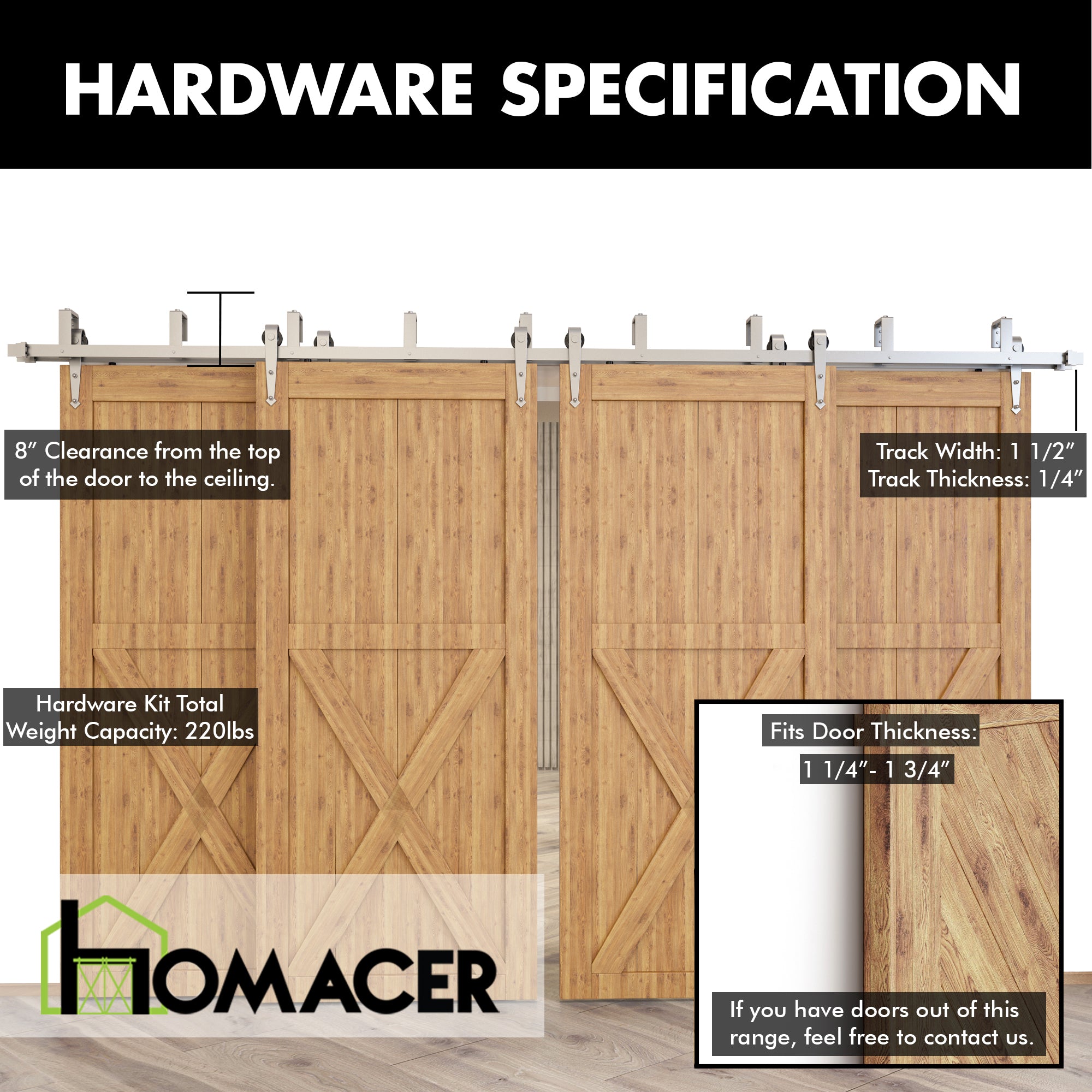 homacer arrow barn door kit