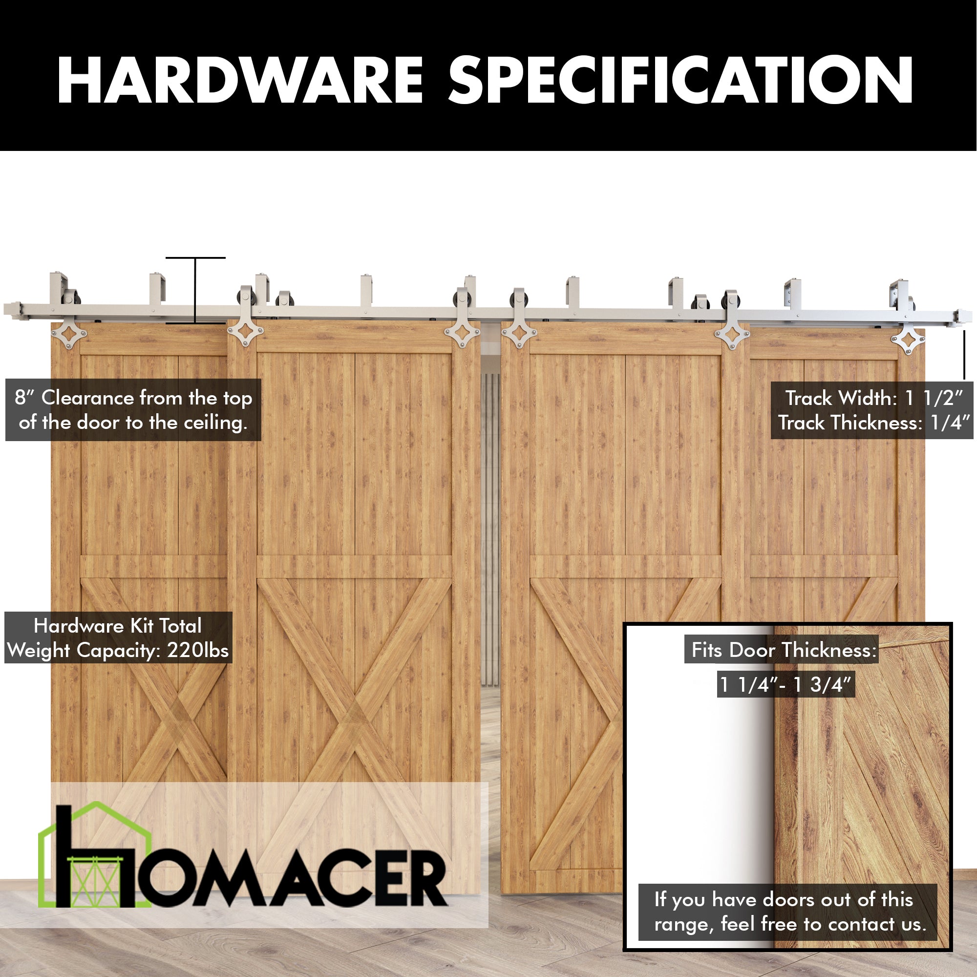 double track diamond sliding door kit