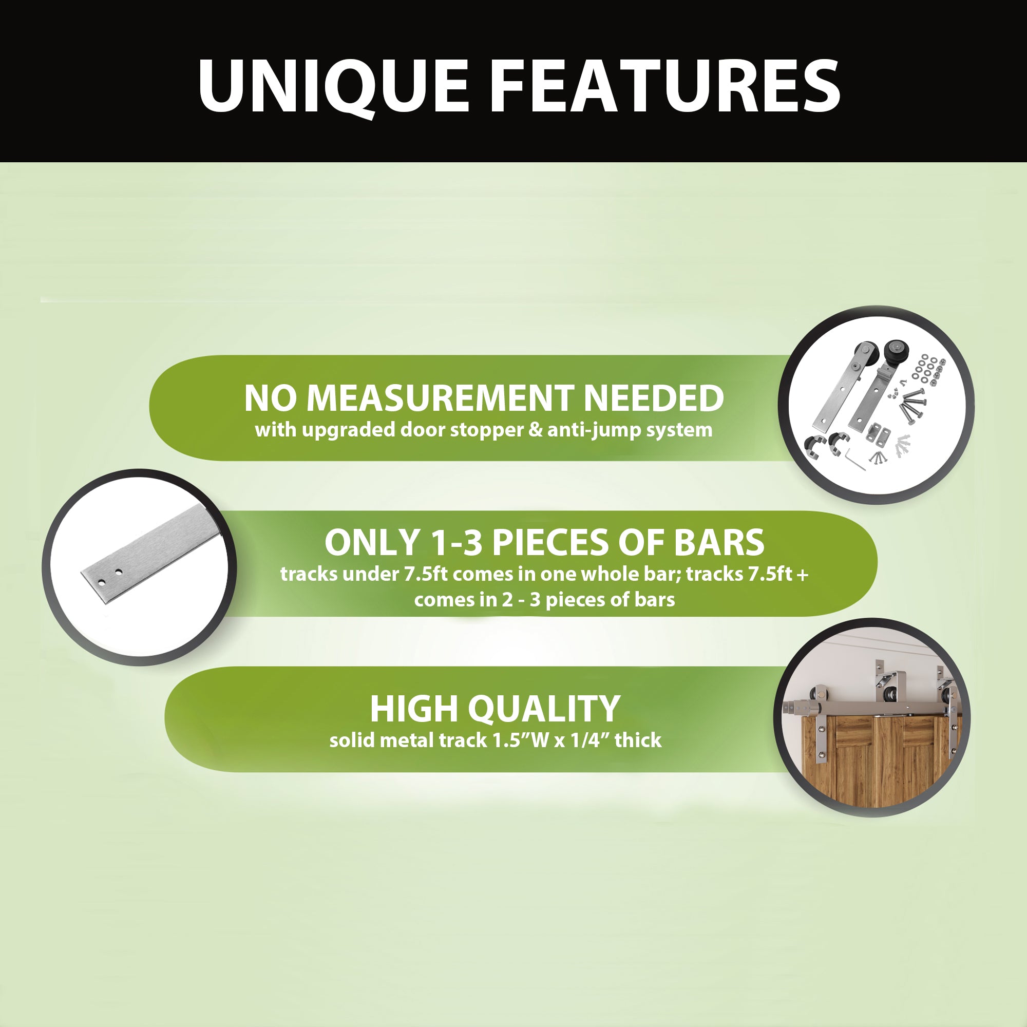 Brushed Nickel Triple Track Bypass Sliding Barn Door Hardware Kit - Straight Design (for Door Thickness 1-3/8in ~ 1-3/4in)