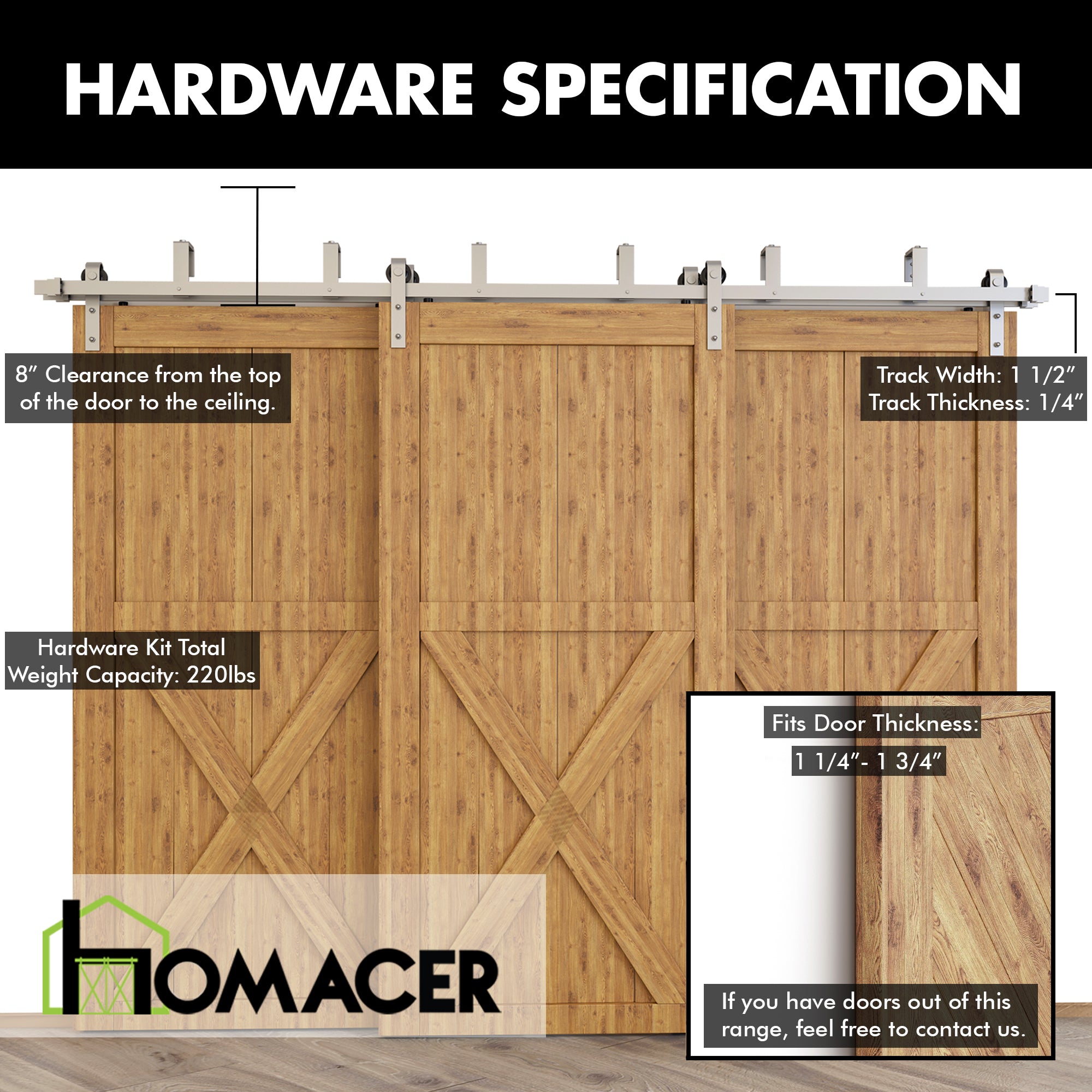 double track classic sliding door kit