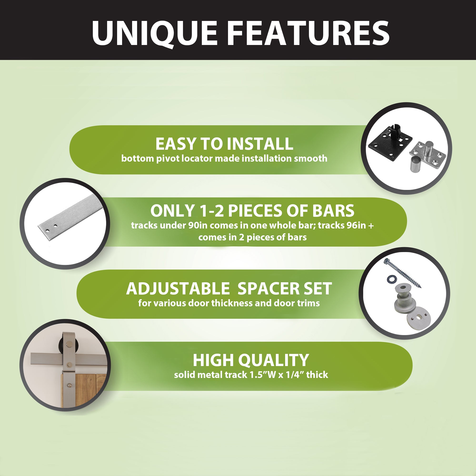 Brushed Nickel Bi-Folding Sliding Barn Door Hardware Front Mount Four Doors Kit - Classic Design Roller (Doors Not Included)