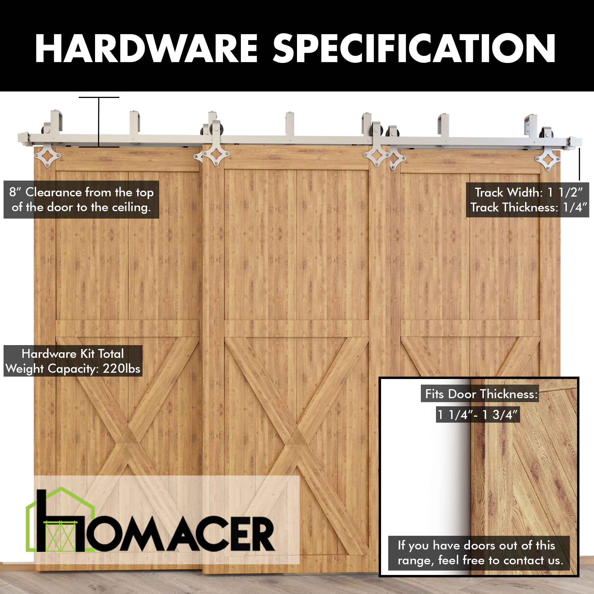double track diamond sliding door kit