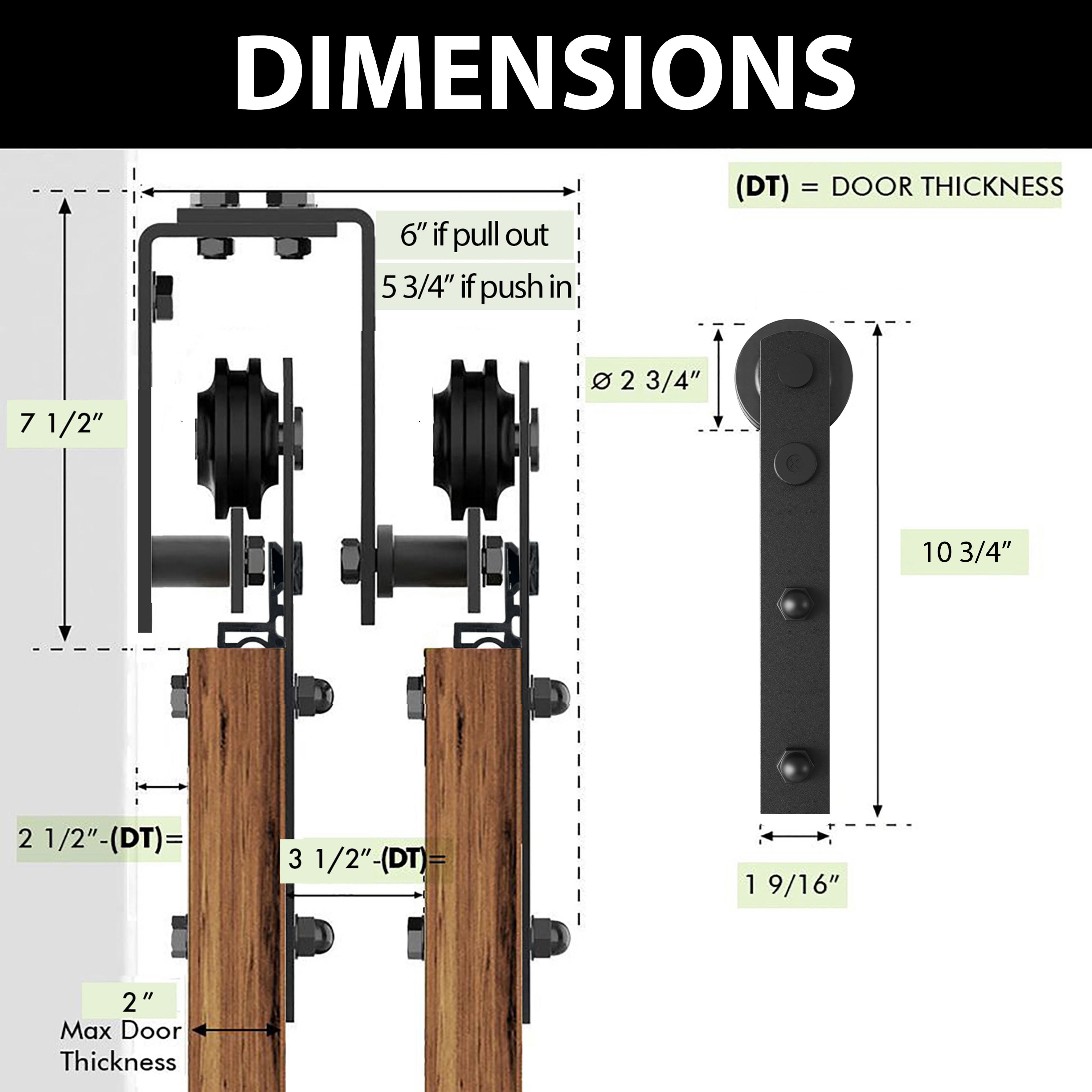 Double Track Bypass Barn Door Hardware Kit – U-Shape, Straight Roller | Homacer