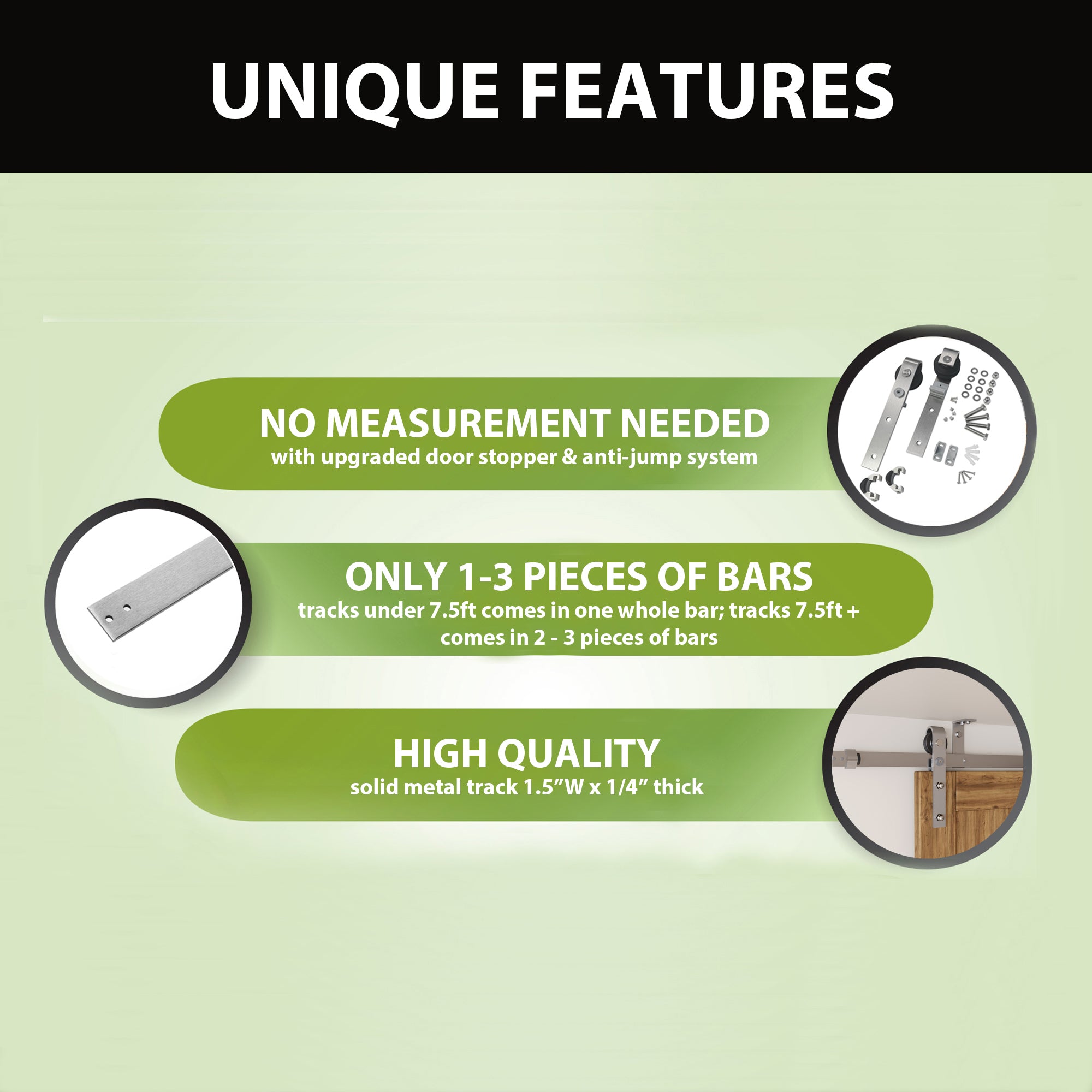 Homacer Brushed Nickel Ceiling Mount Non-Bypass Sliding Barn Door Hardware Kit, for One/Single Door