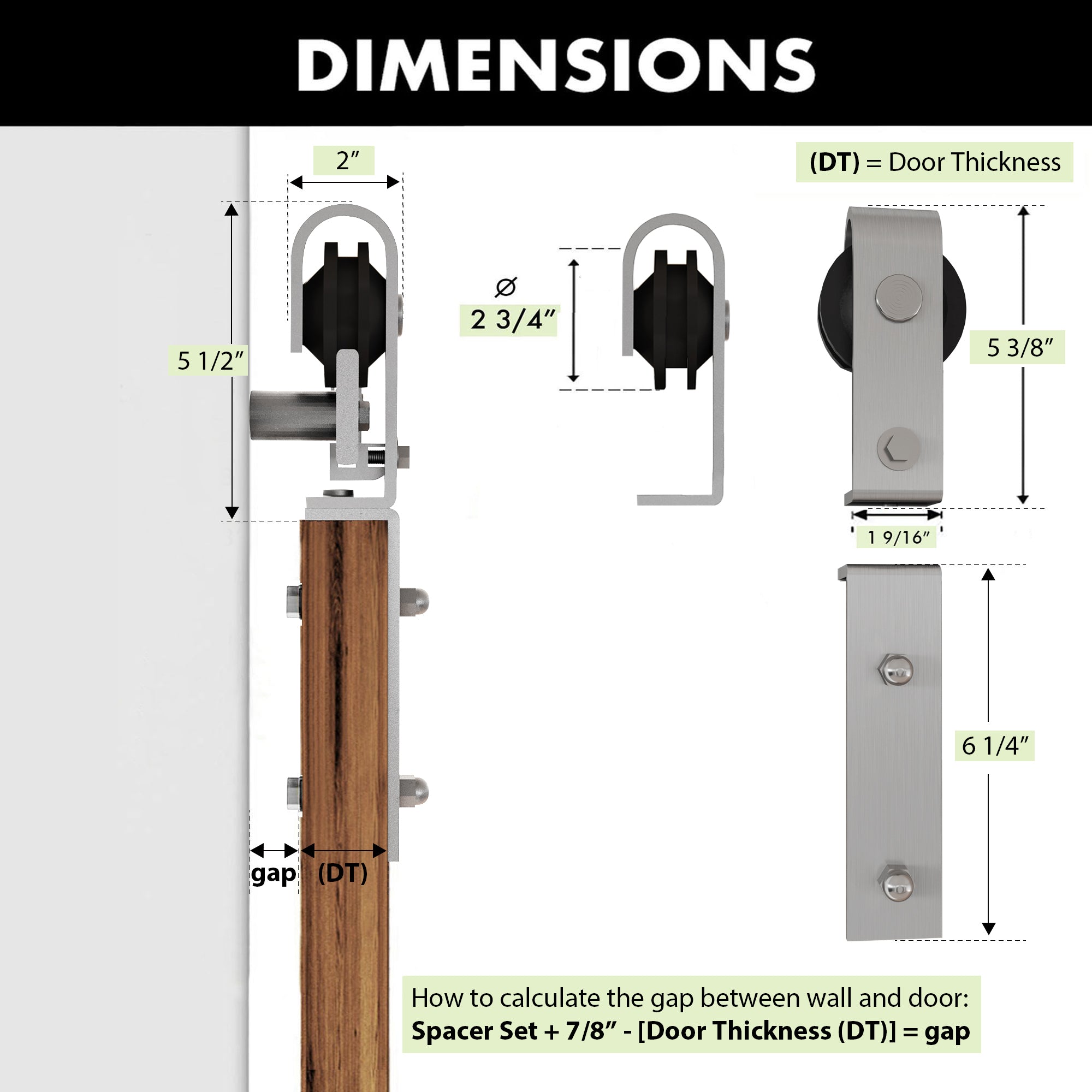 Brushed Nickel Bi-Folding Sliding Barn Door Hardware Front Mount Four Doors Kit - Classic Design Roller (Doors Not Included)