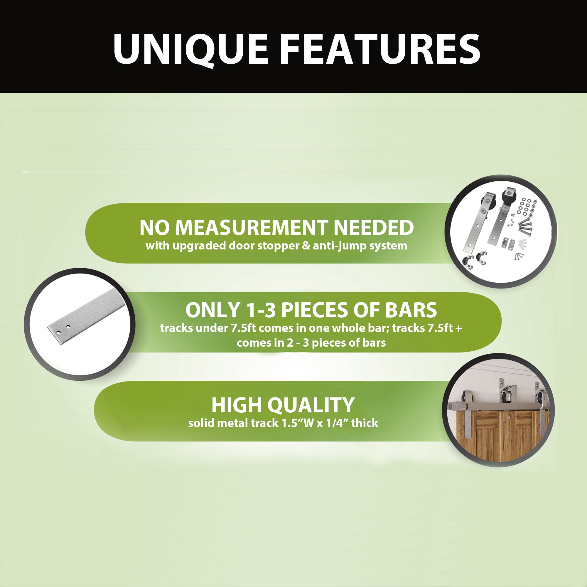 product features for brushed nickel triple track bypass