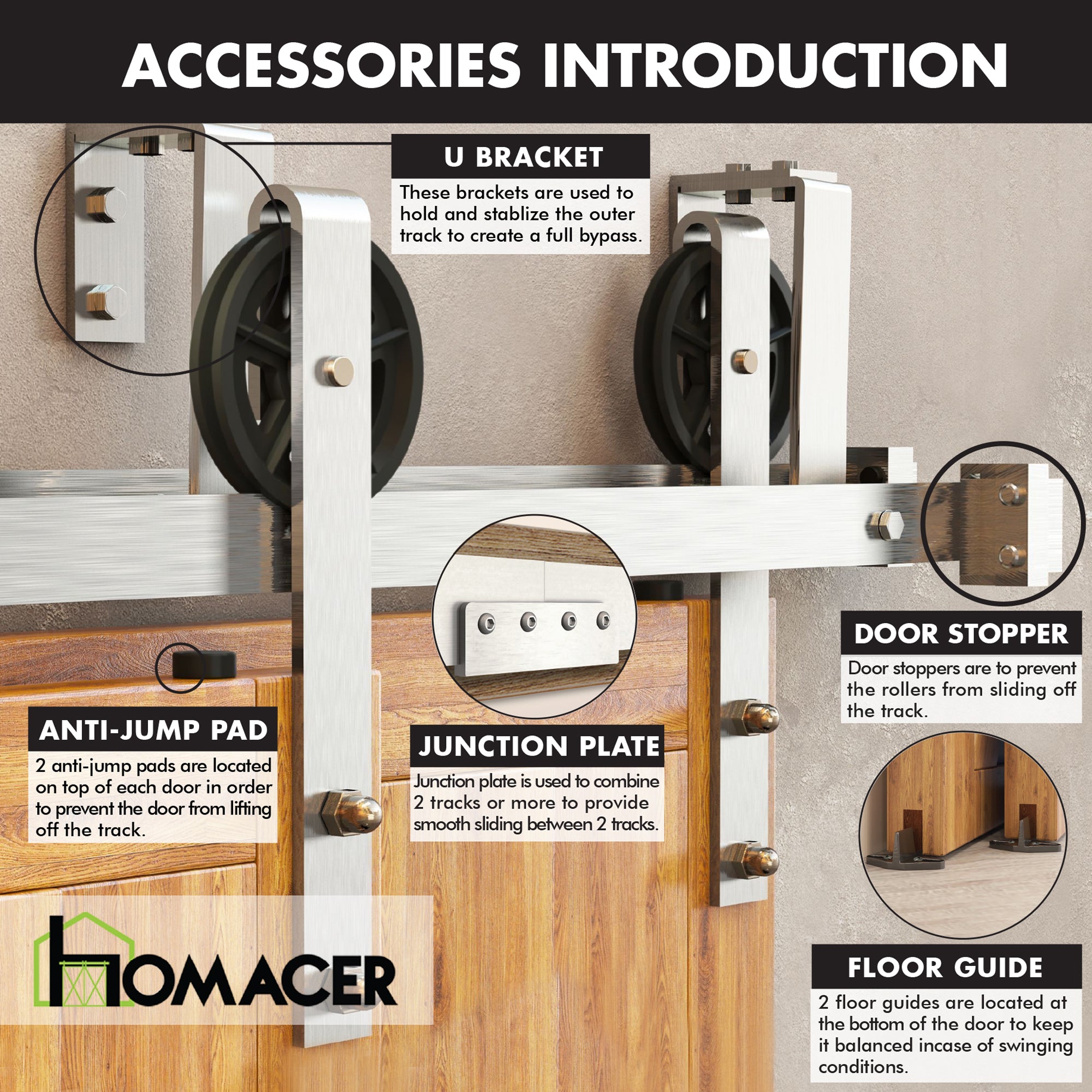 double track spoke wheel sliding door kit