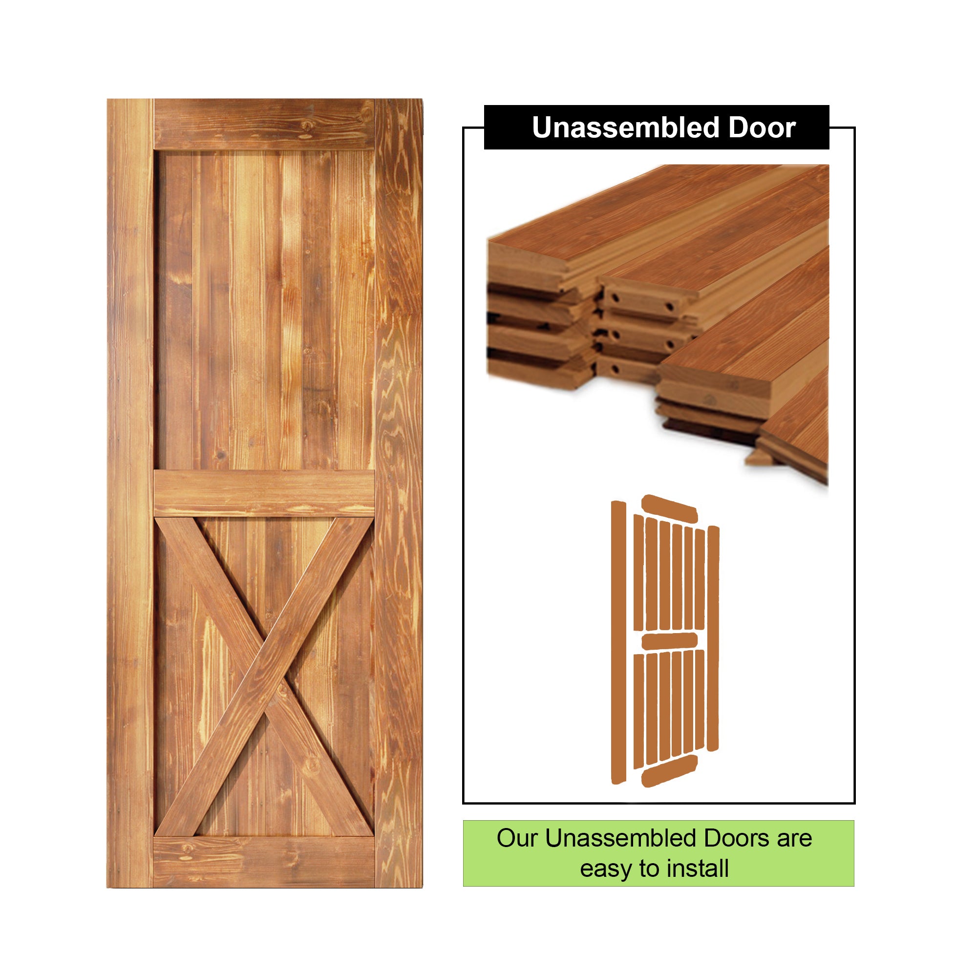 homacer early American unassembled easy to install sliding barn door