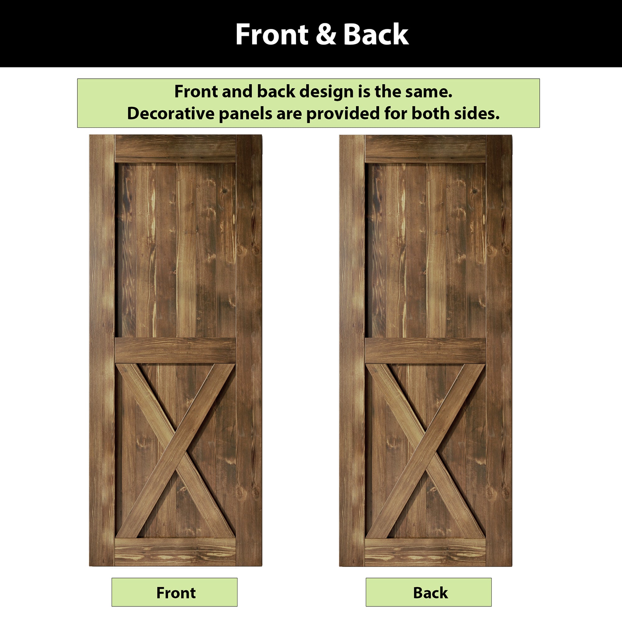 homacer sliding barn door front and back x design