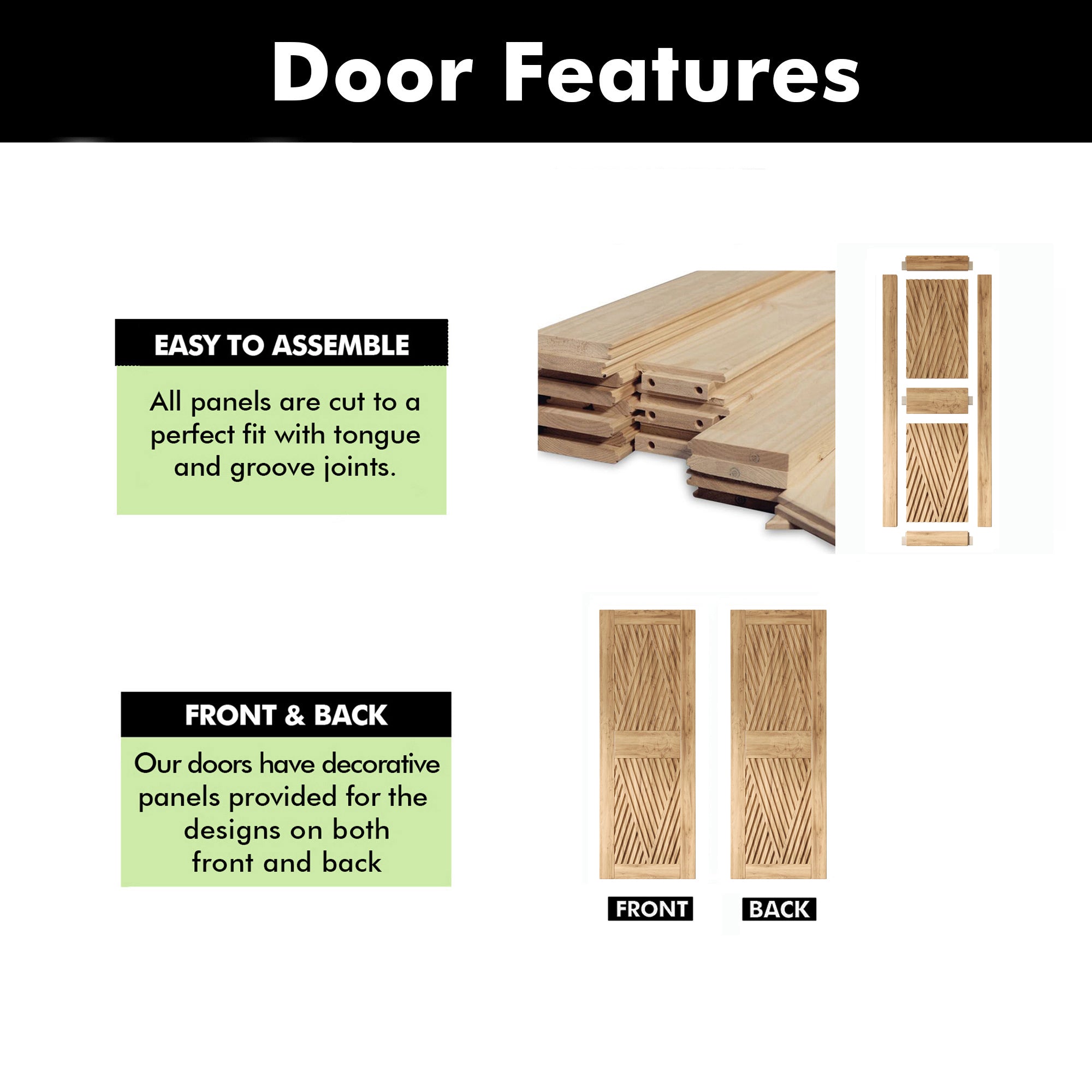 84" Height Diamond Design Unassembled & Unfinished Pine Wood Barn Door (Interior Use Only)