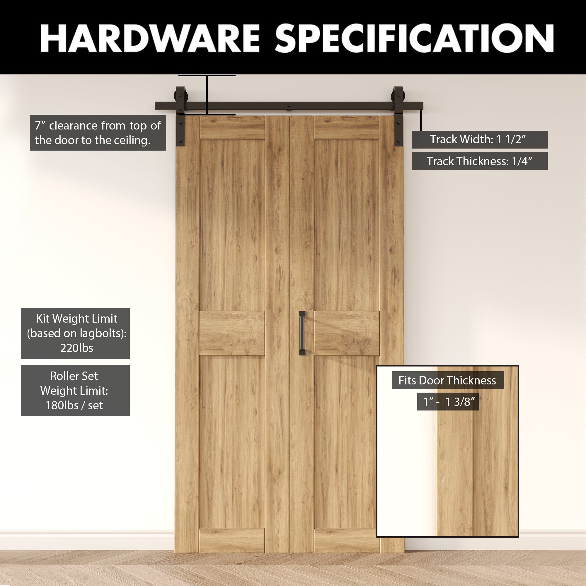 front mount bifold hardware dimension