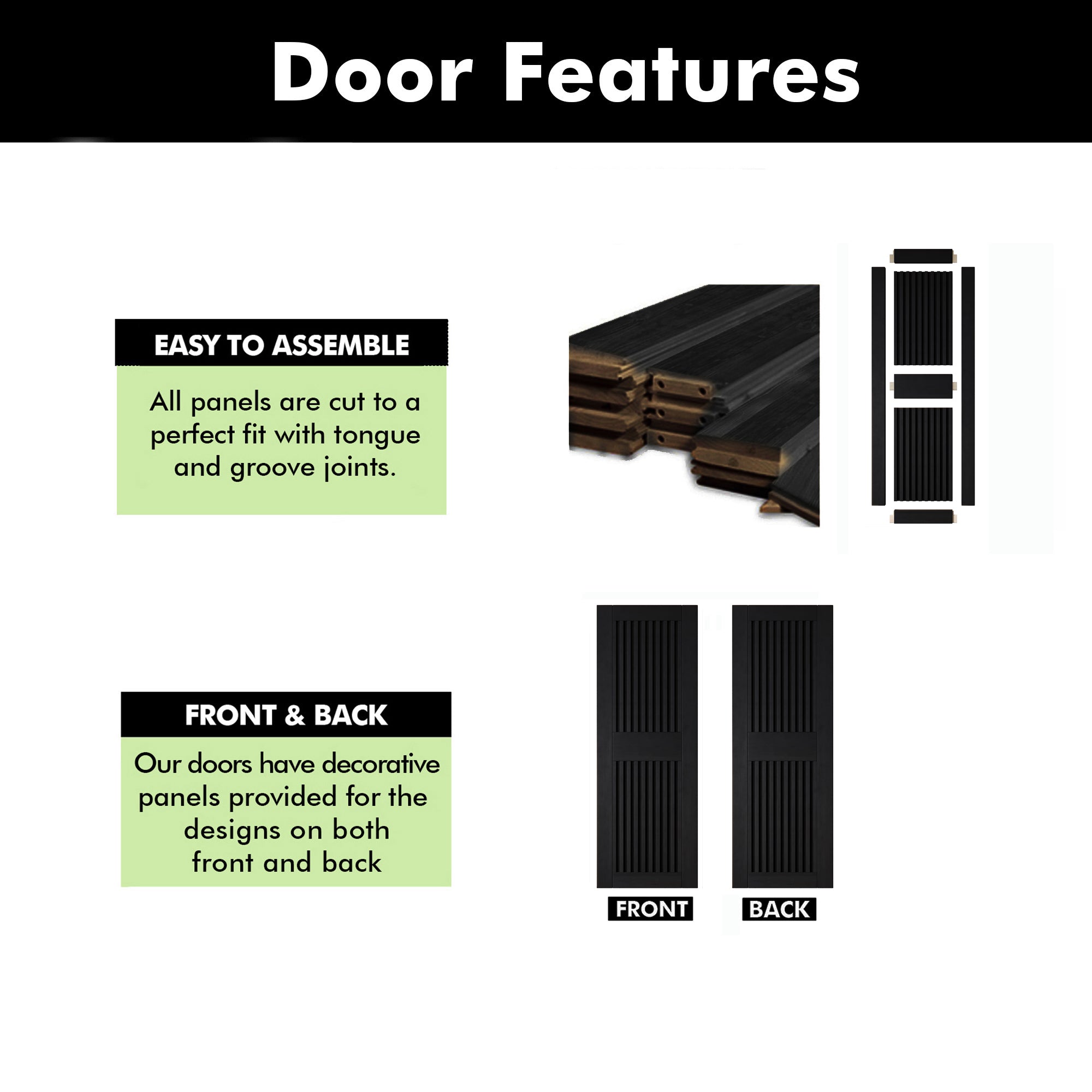 84" Height Black Vertical Stripe Design Unassembled & Finished Pine Wood Barn Door (Interior Use Only)