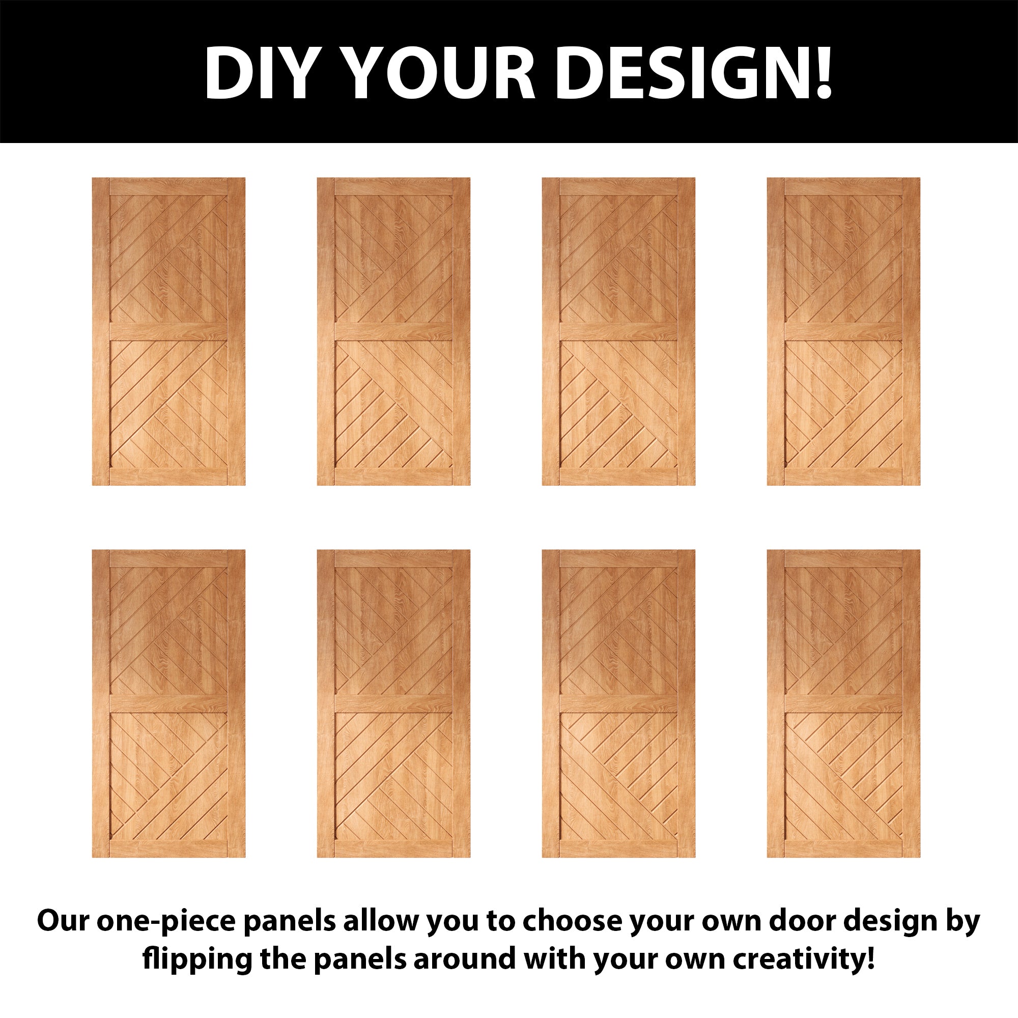 80" Height Early American Geometric Design Unassembled & Finished Double Pine Wood Barn Door with Non-Bypass Installation Hardware Kit(Interior Use Only)