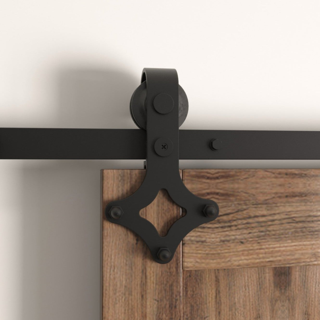 Non-Bypass Sliding Barn Door Hardware Kit - Diamond Design Roller