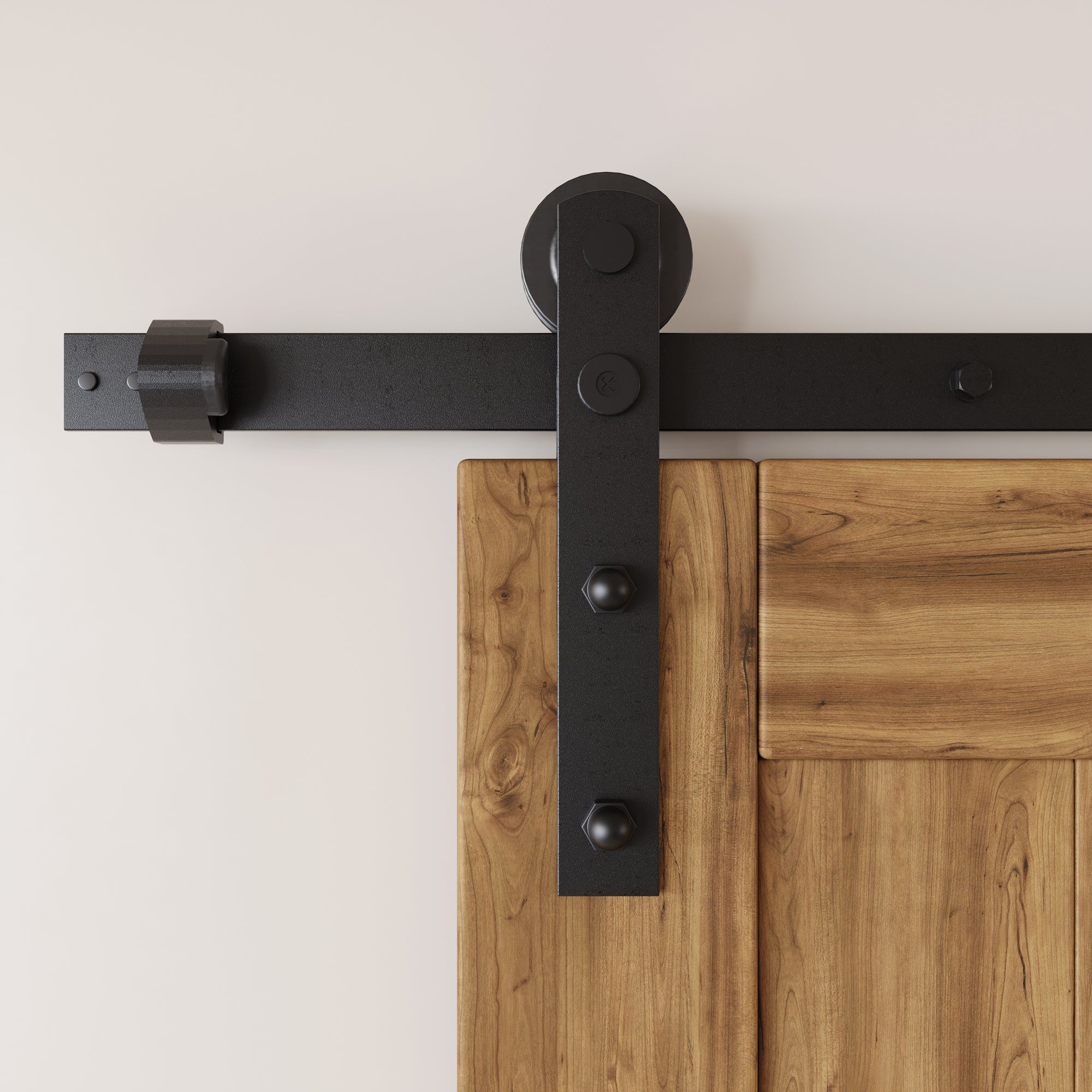 Single Track Barn Door Hardware Kit - Non-Bypass, Straight Design Roller