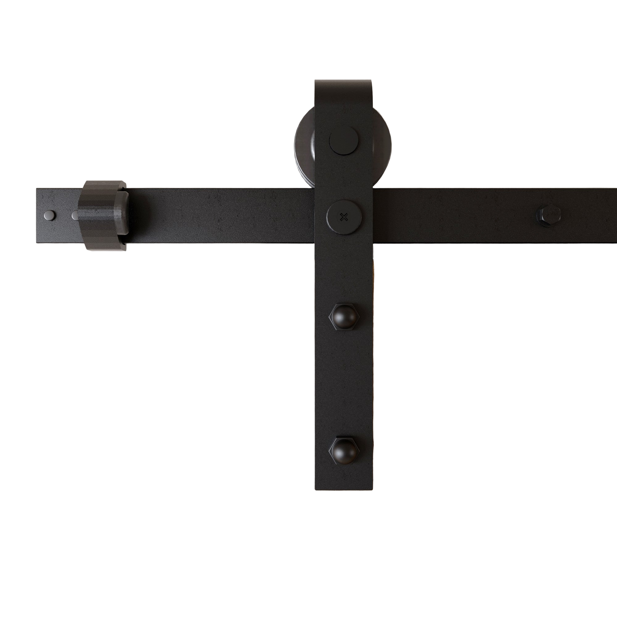 Single Track Barn Door Hardware Kit - Non-Bypass, Black Rustic, Classic Design Roller