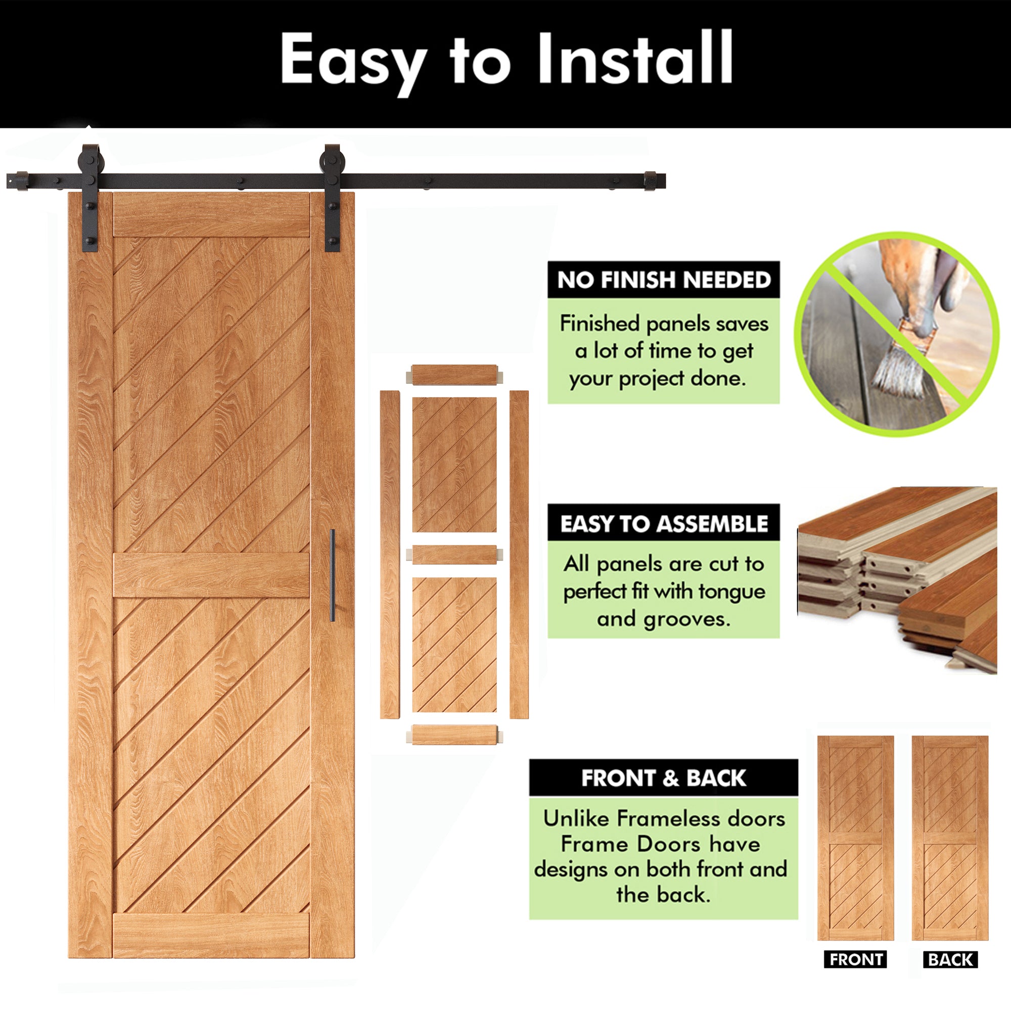 early american double pine barn door kit with hardware