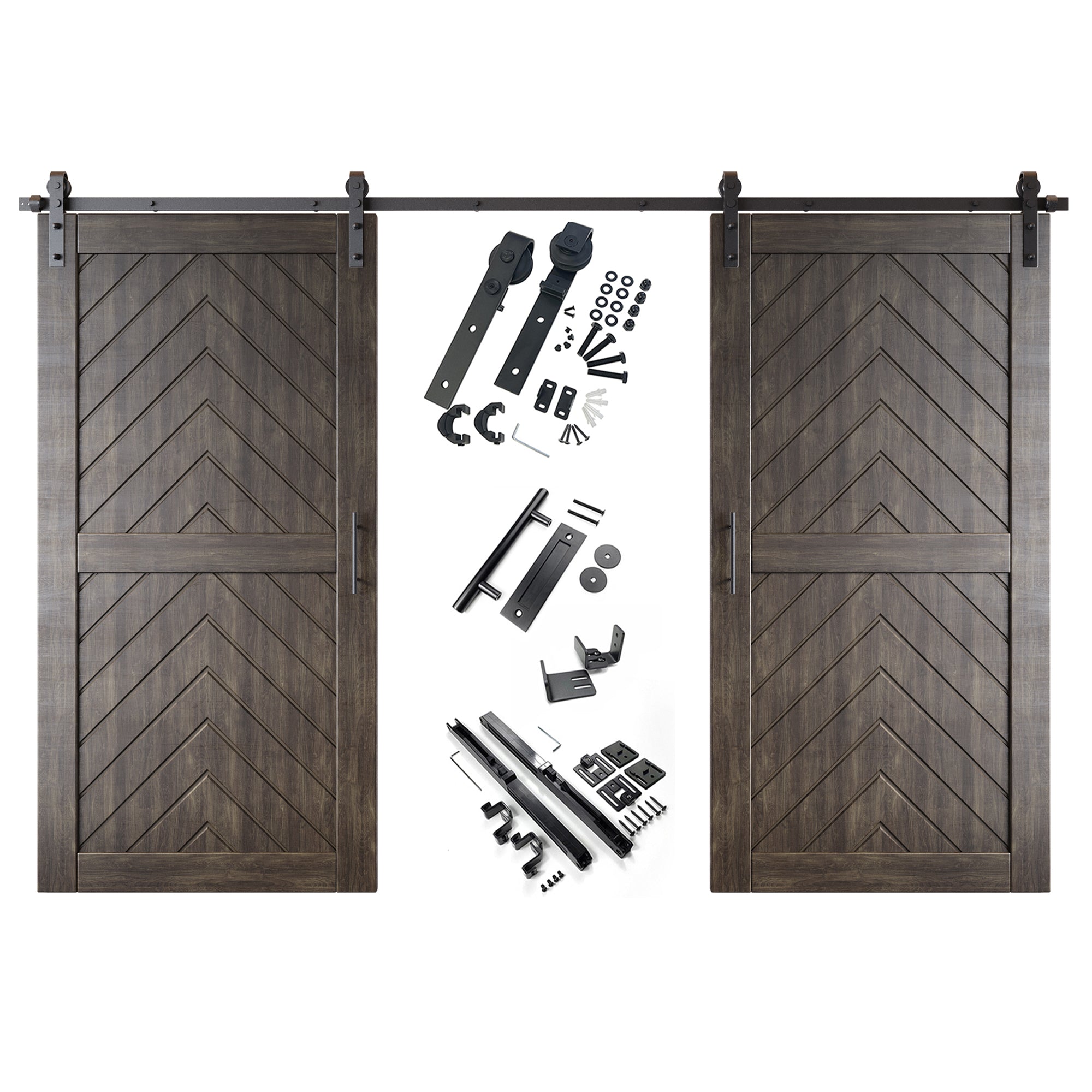 sliding barn door hardware kit with two doors pine wood barn door ebony