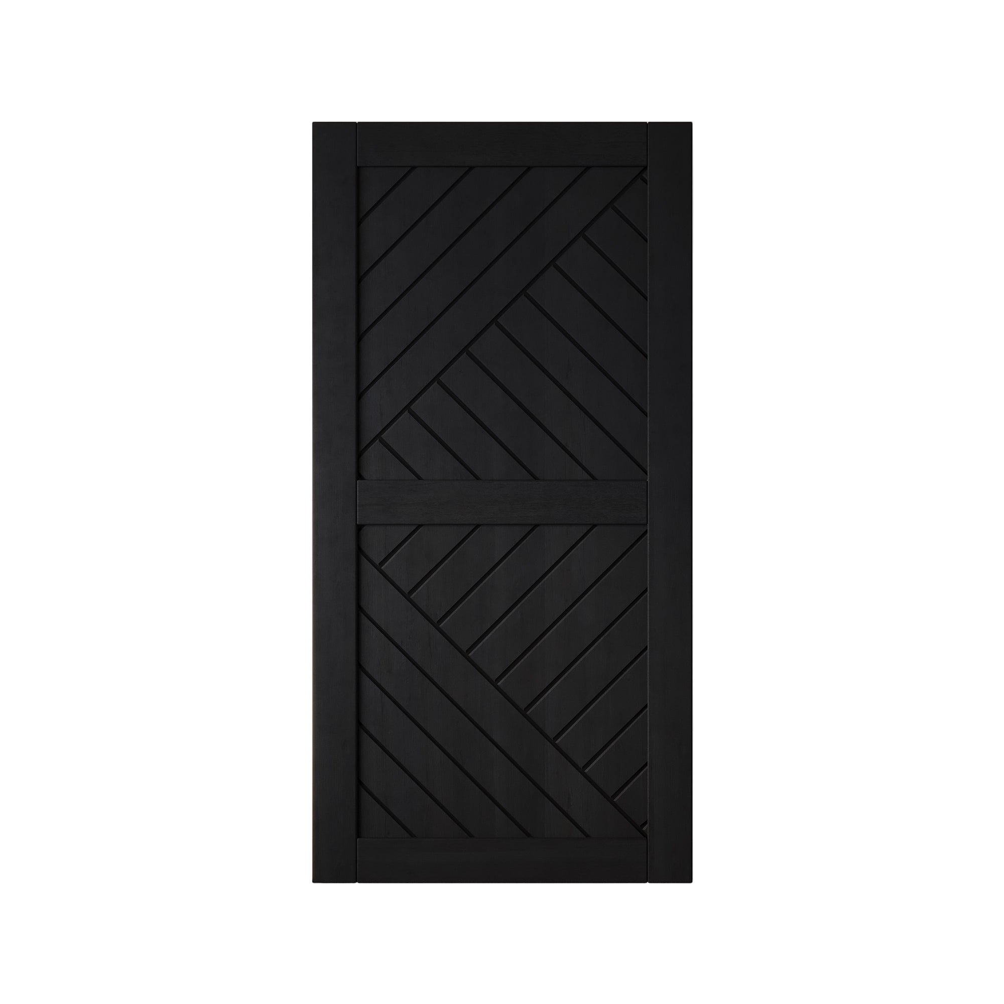 80" Height Black Geometric Design Unassembled & Finished Pine Wood Barn Door (Interior Use Only)
