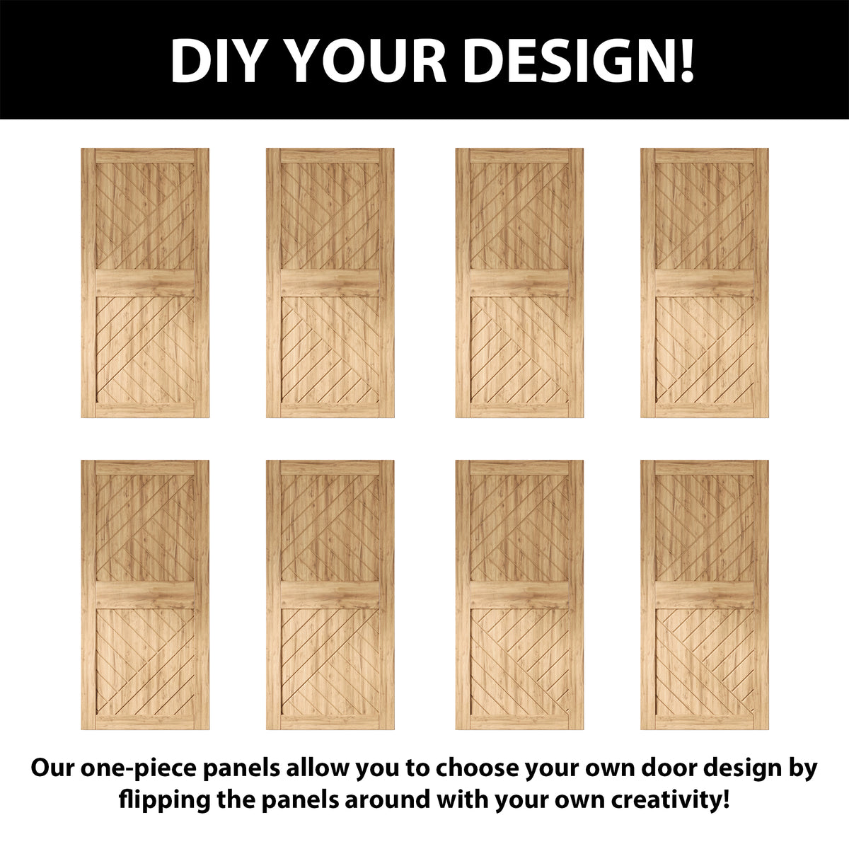 84" Height Geometric Design Unassembled & Unfinished Pine Wood Barn Door (Interior Use Only)