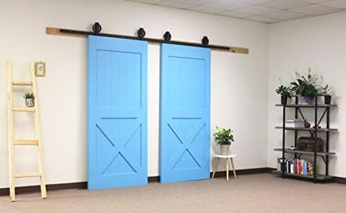 Non-Bypass Sliding Barn Door Hardware Kit - Bent T-Shape Spoke Wheel Design Roller
