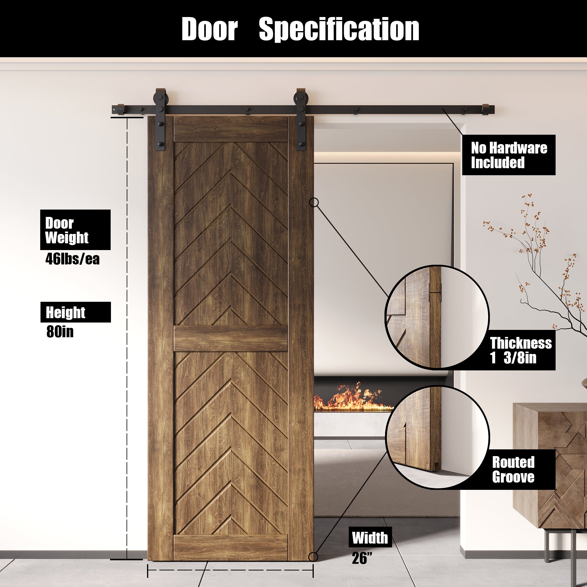 dark walnut pine wood barn door