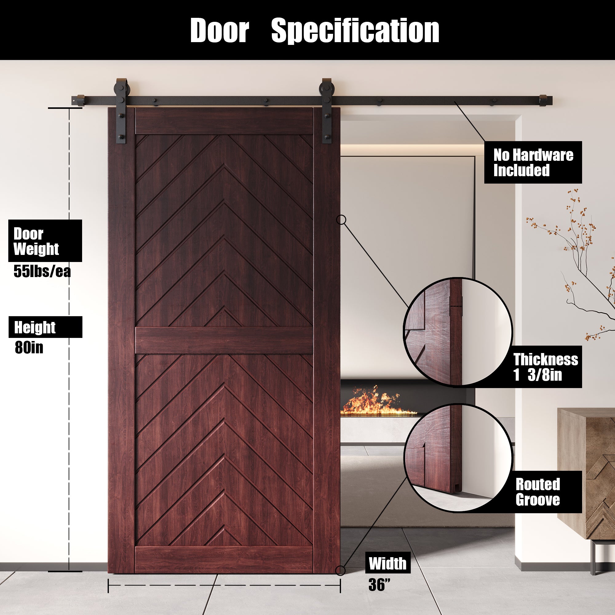 pine wood barn door red
