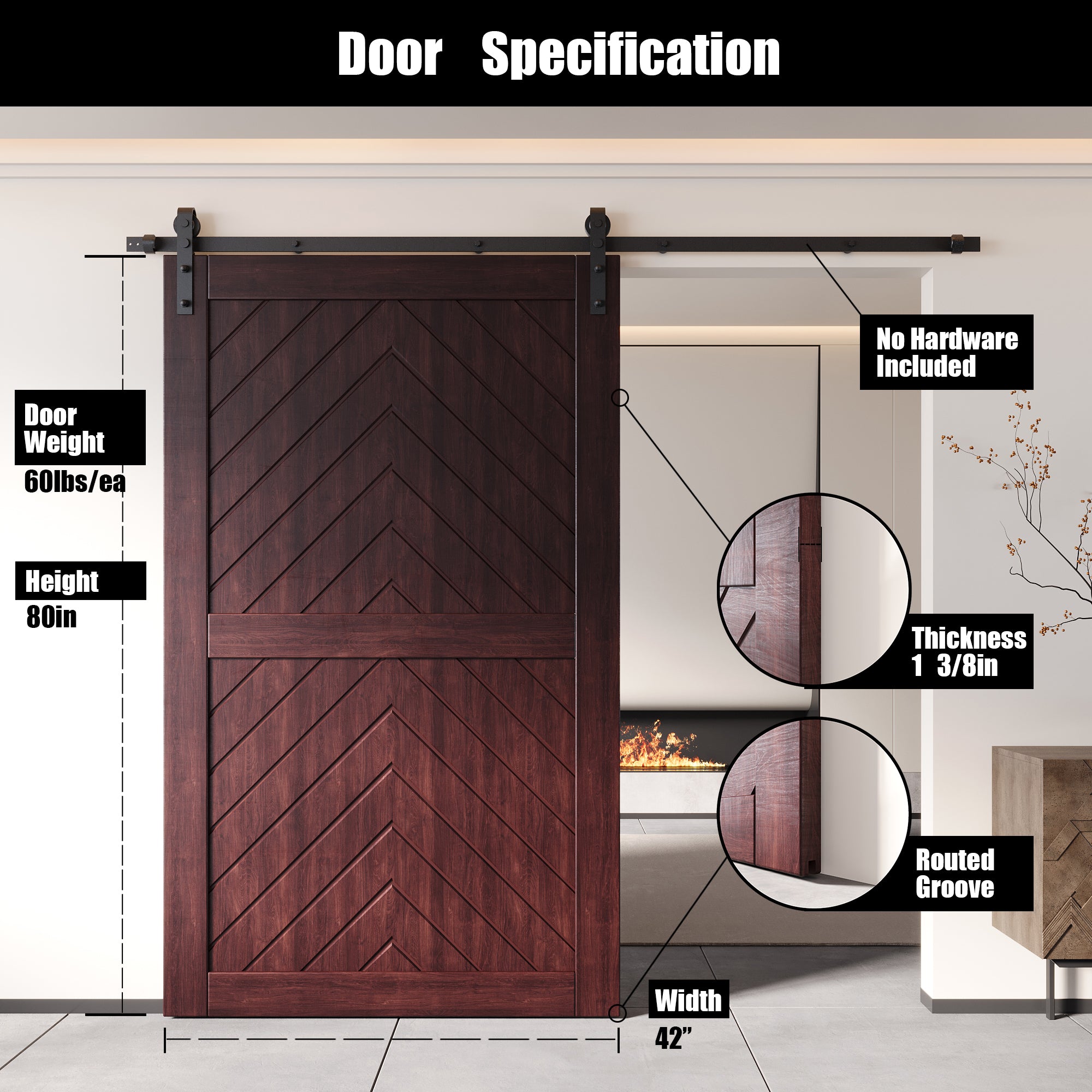 pine wood barn door red