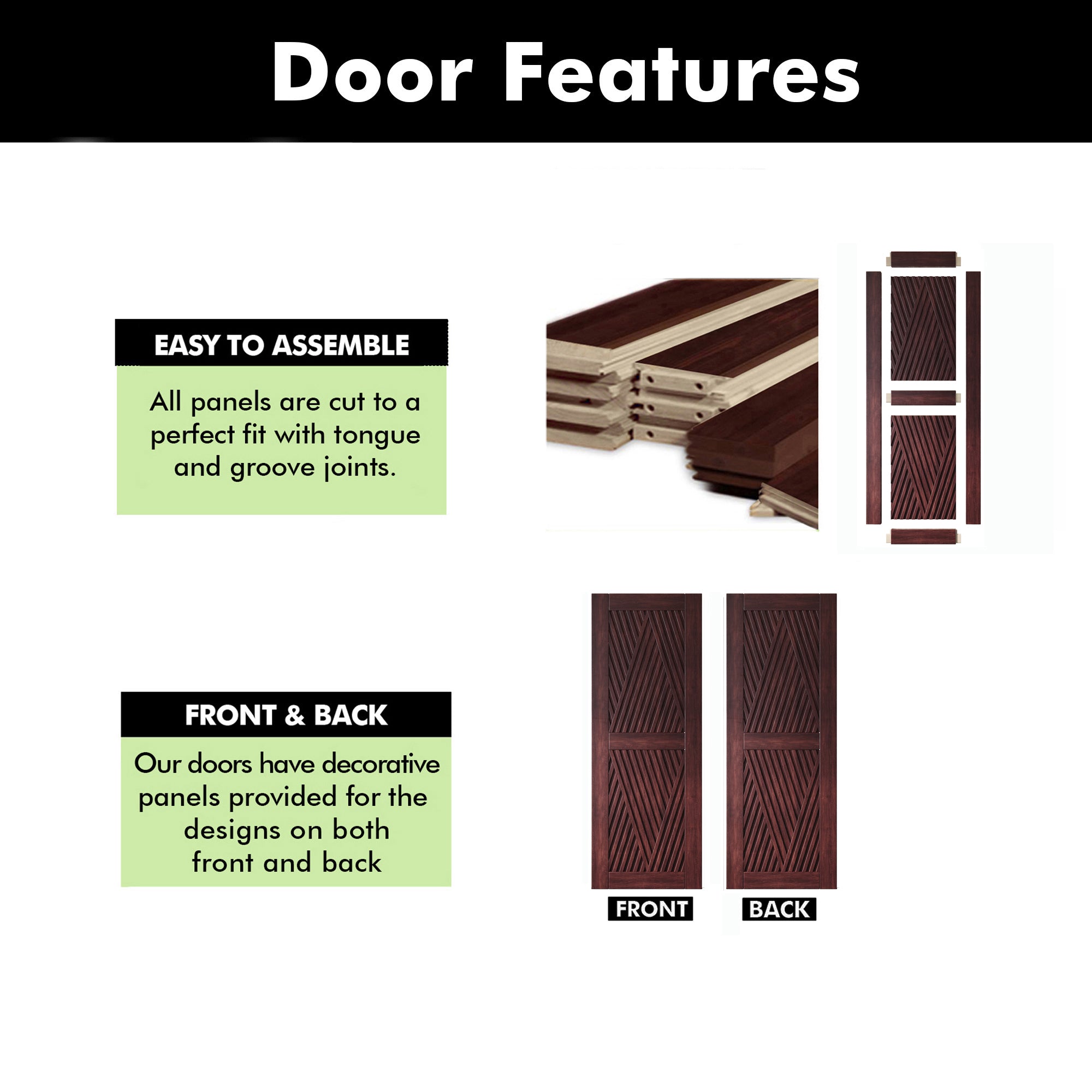 80" Height Red Mahogany Diamond Design Unassembled & Finished Pine Wood Barn Door (Interior Use Only)