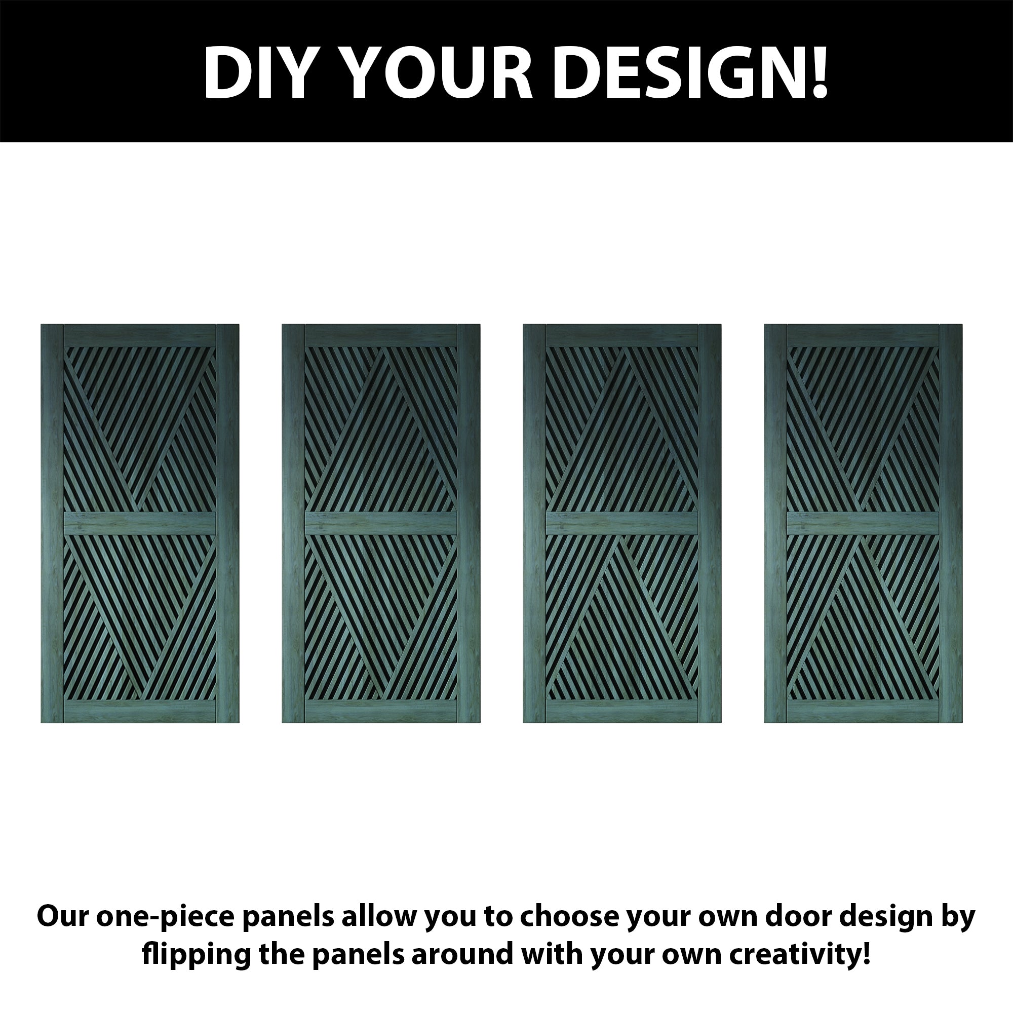 80" Height Royal Pine Diamond Design Unassembled & Finished Pine Wood Barn Door (Interior Use Only)
