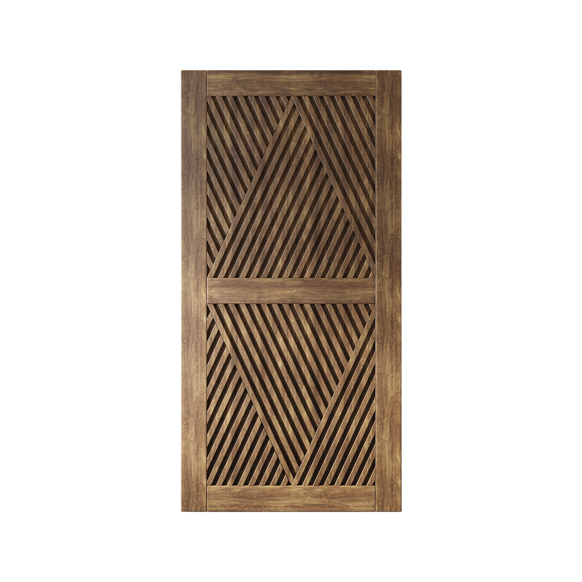 80" Height Dark Walnut Diamond Design Unassembled & Finished Pine Wood Barn Door (Interior Use Only)