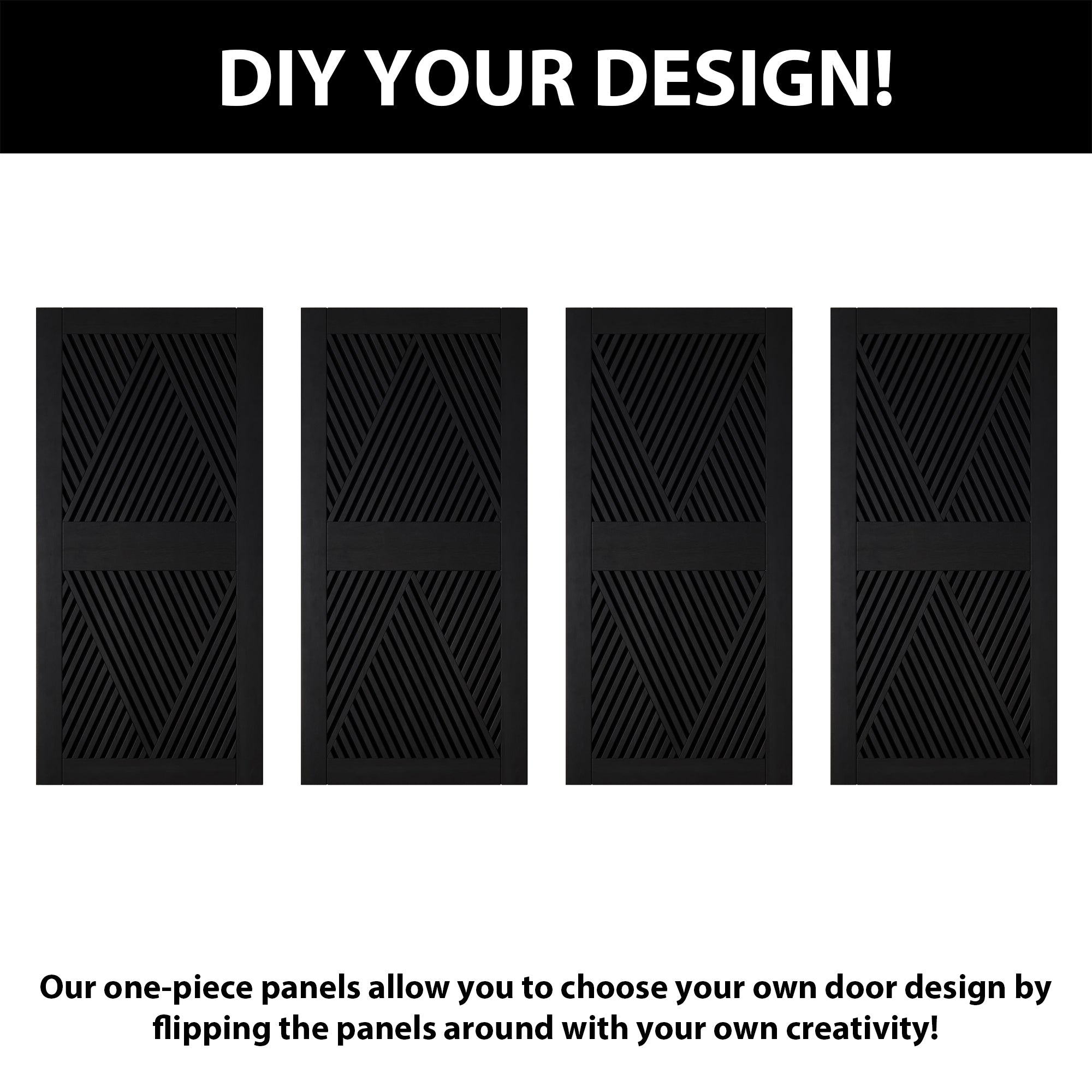 84" Height Black Diamond Design Unassembled & Finished Pine Wood Barn Door (Interior Use Only)