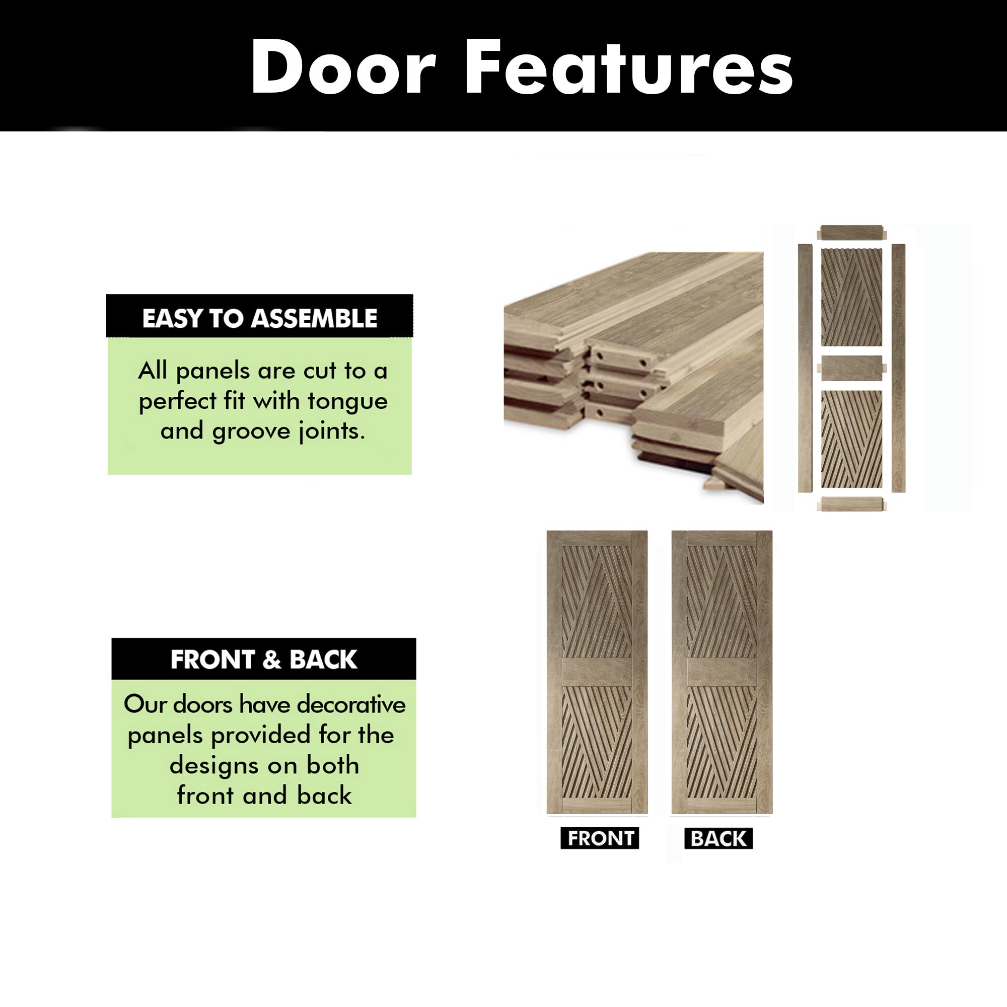 84" Height Classic Gray Diamond Design Unassembled & Finished Pine Wood Barn Door (Interior Use Only)