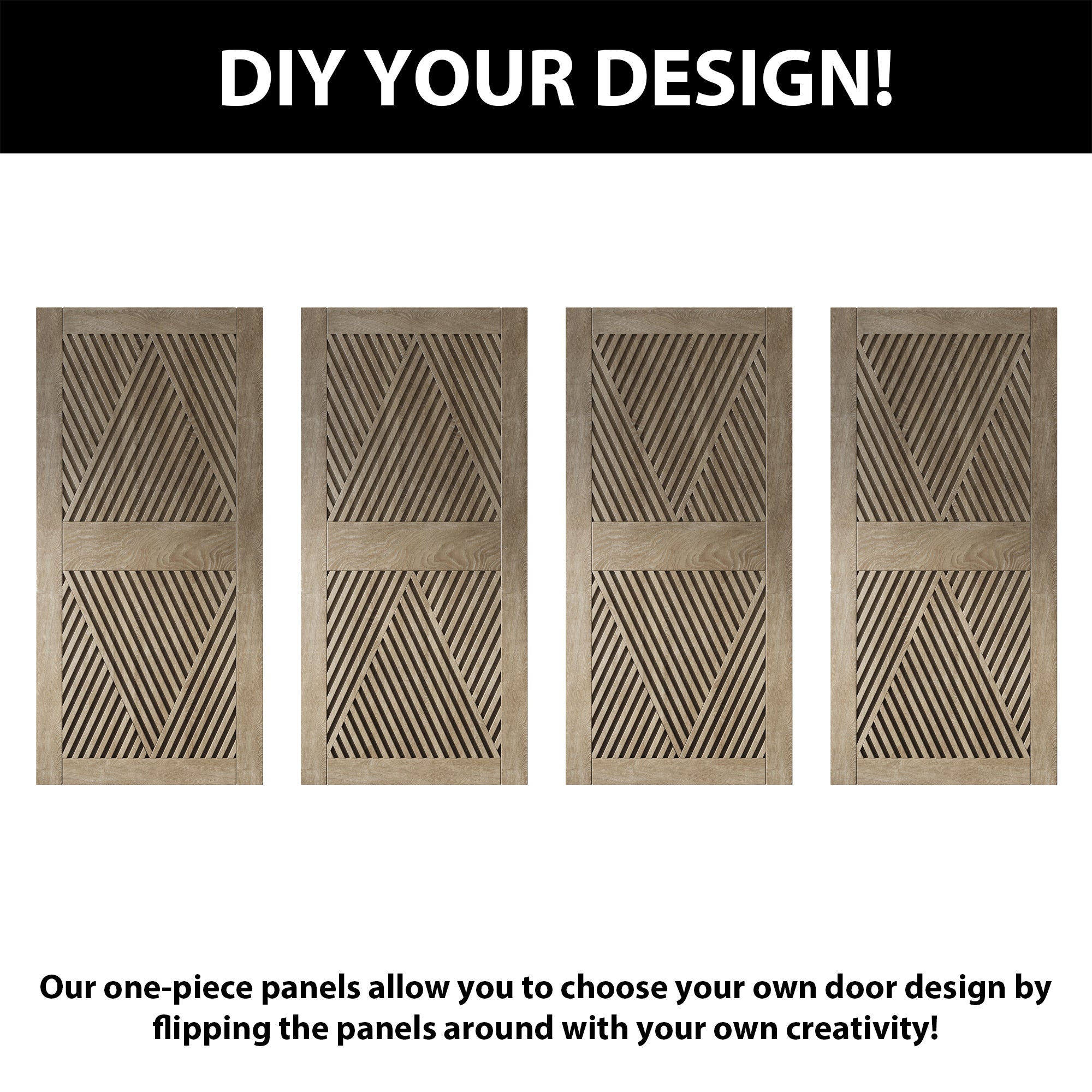 84" Height Classic Gray Diamond Design Unassembled & Finished Pine Wood Barn Door (Interior Use Only)
