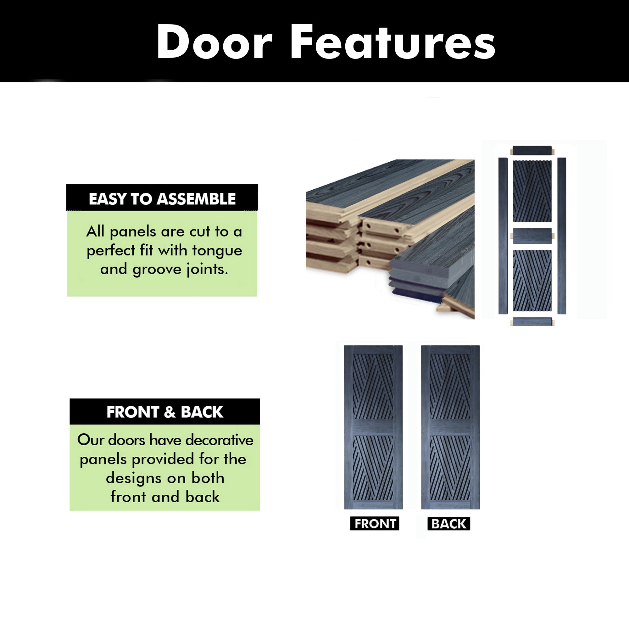 84" Height Navy Diamond Design Unassembled & Finished Pine Wood Barn Door (Interior Use Only)