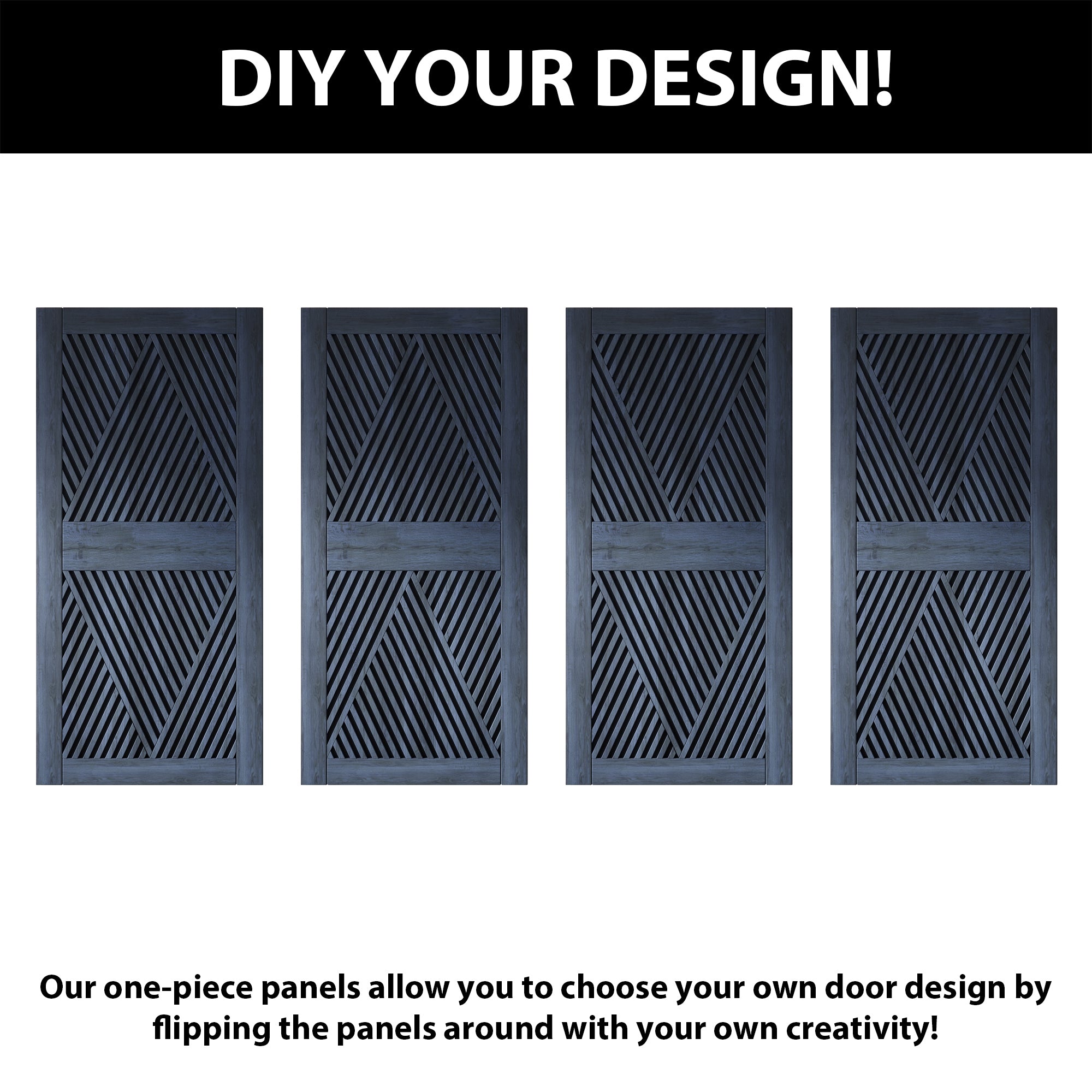 84" Height Navy Diamond Design Unassembled & Finished Pine Wood Barn Door (Interior Use Only)