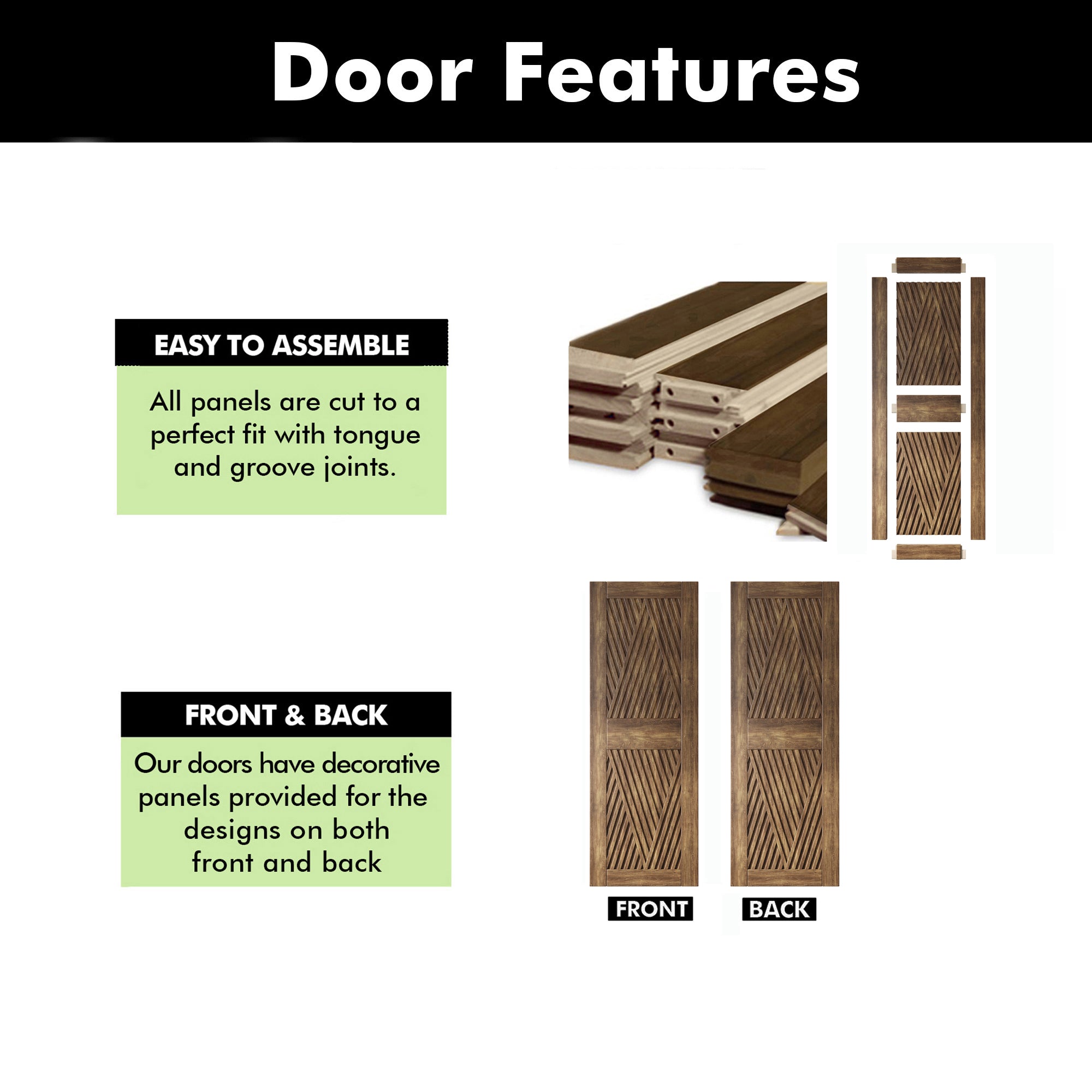84" Height Dark Walnut Diamond Design Unassembled & Finished Pine Wood Barn Door (Interior Use Only)